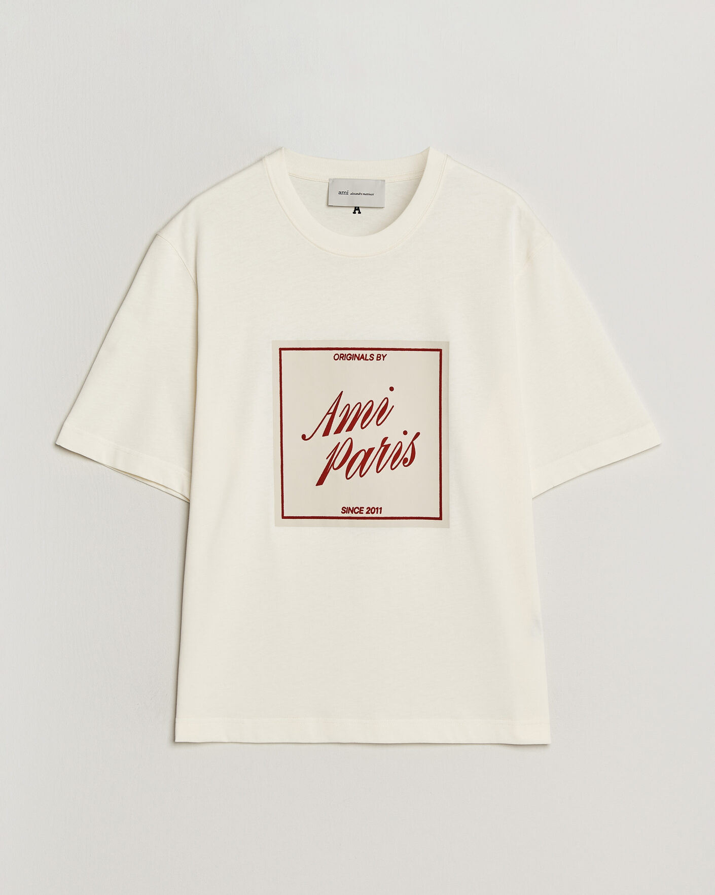 Mies | T-paidat | AMI | Boxy Fit Printed T-Shirt Creme