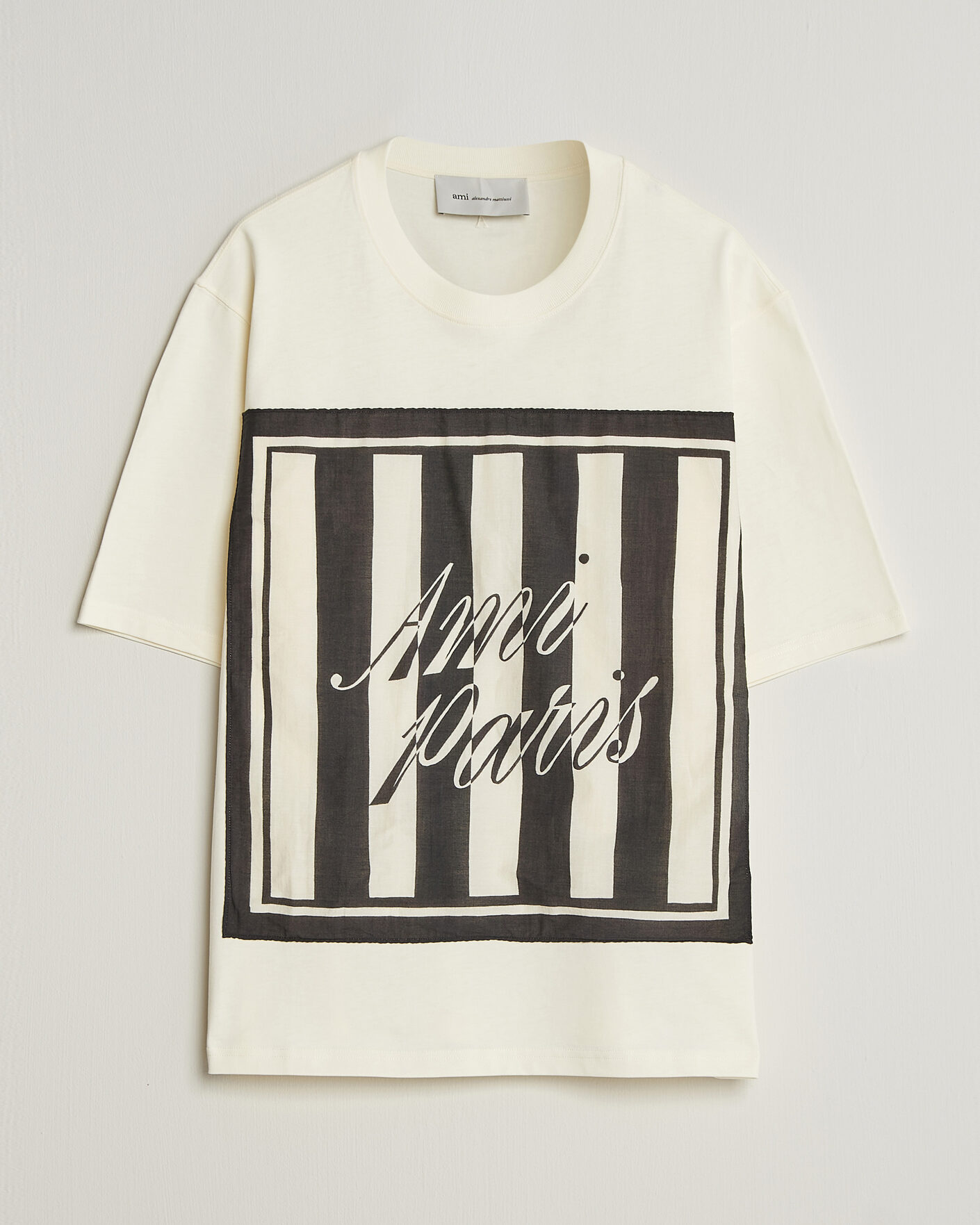 Mies | T-paidat | AMI | Boxy Fit Printed T-Shirt Creme
