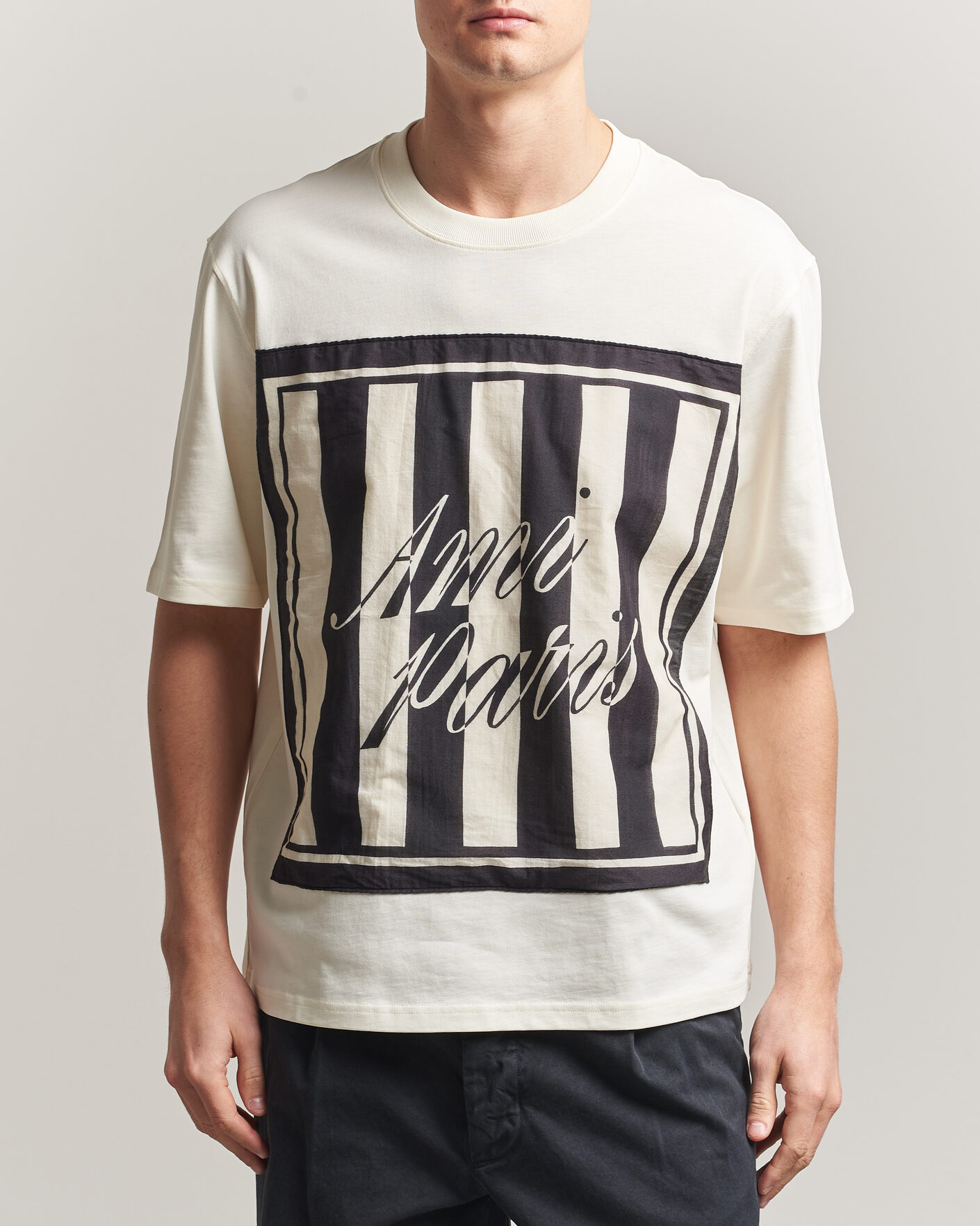 Mies | T-paidat | AMI | Boxy Fit Printed T-Shirt Creme