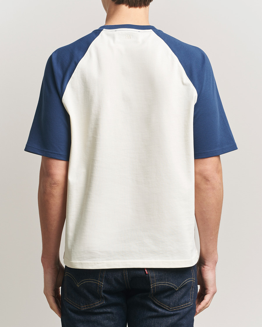 Mies | T-paidat | AMI | Knitted Heart Logo T-Shirt Creme/Navy