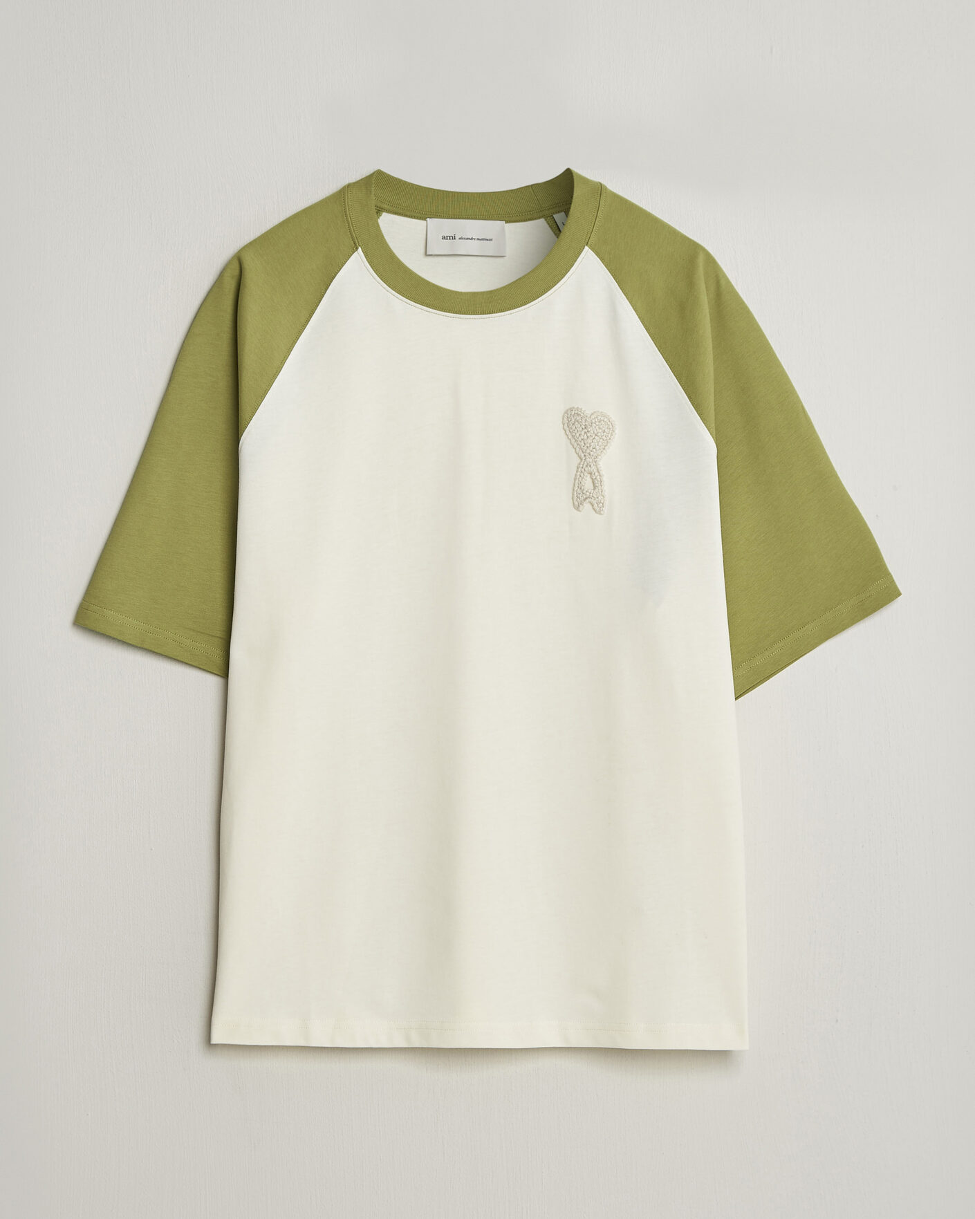 Mies | T-paidat | AMI | Knitted Heart Logo T-Shirt Creme/Matcha