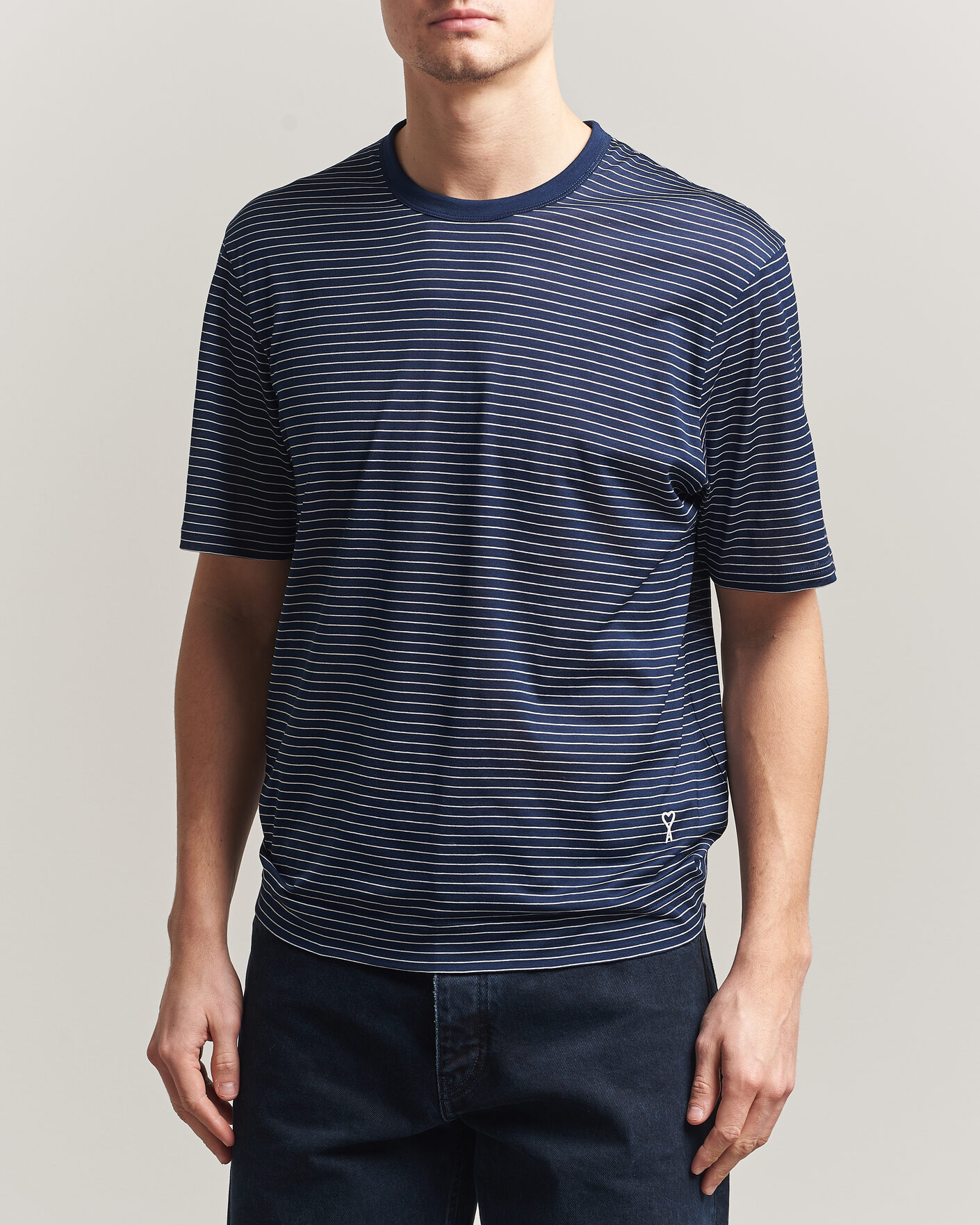 Mies | T-paidat | AMI | Striped T-Shirt Navy/White
