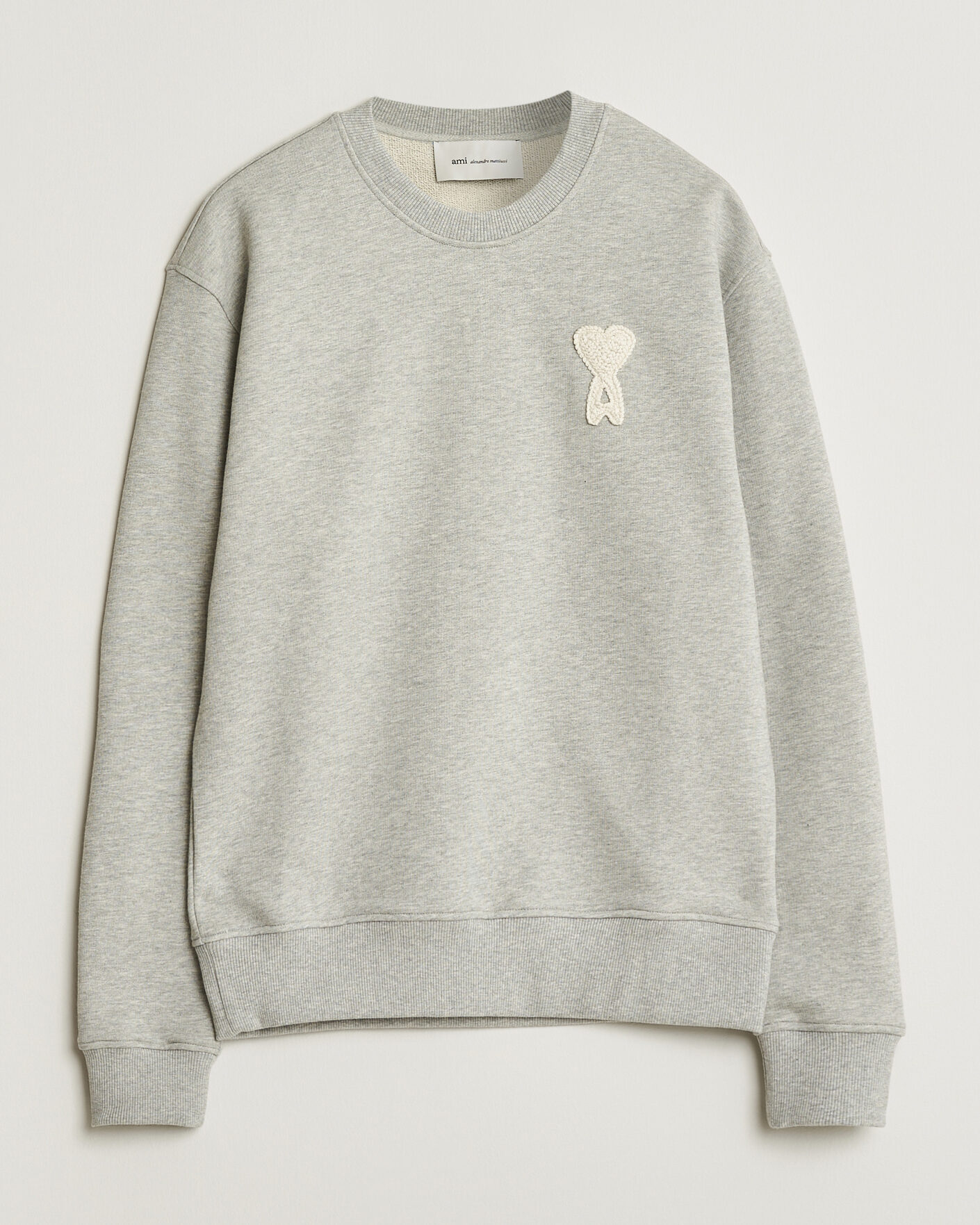 Mies | Puserot | AMI | Knitted Heart Logo Sweatshirt Grey Melange
