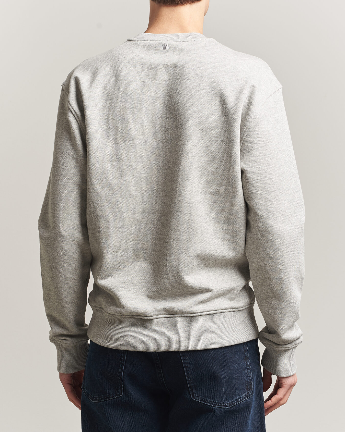 Mies | Puserot | AMI | Knitted Heart Logo Sweatshirt Grey Melange
