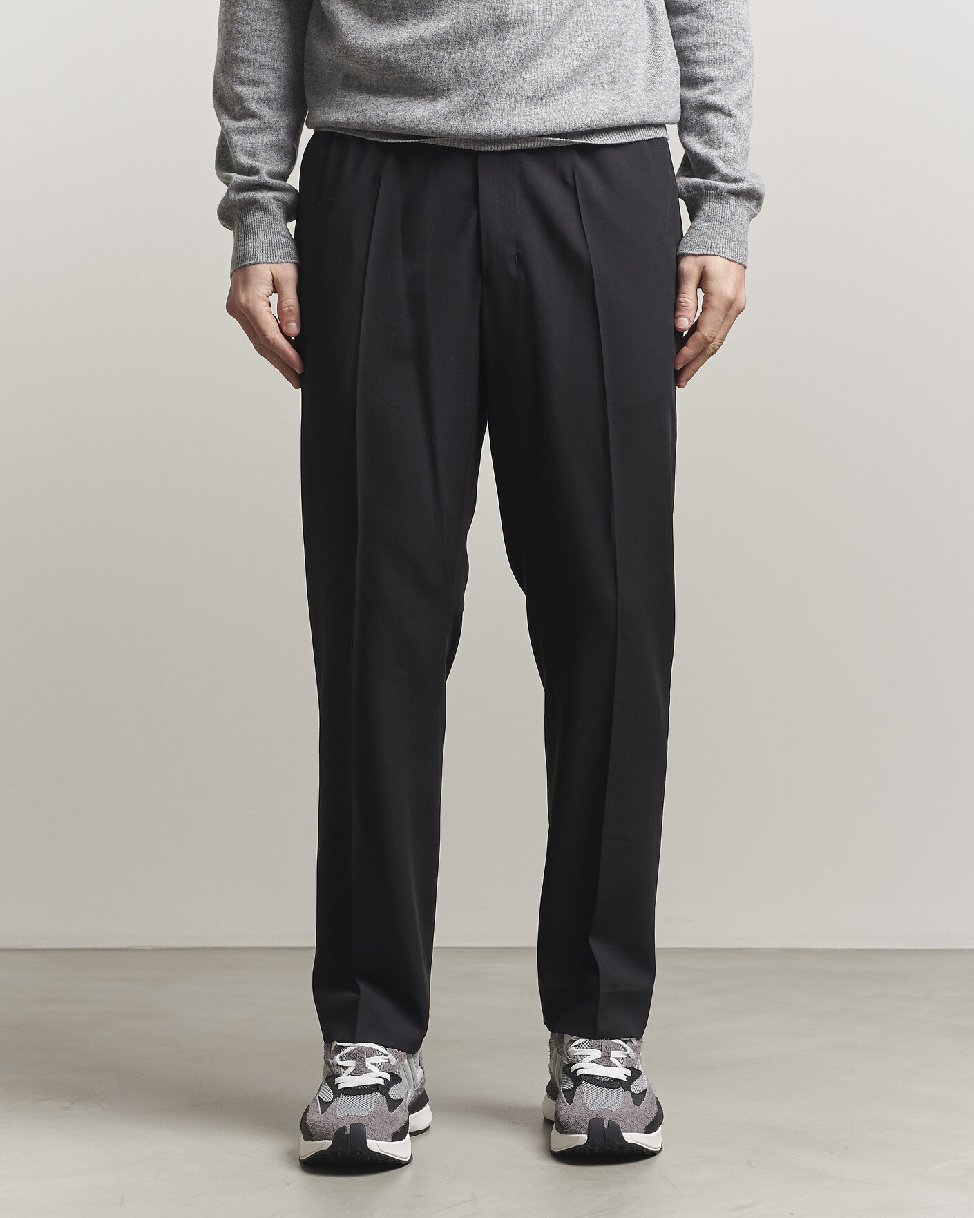 Mies | Housut | AMI | Wool Drawstring Trousers Black