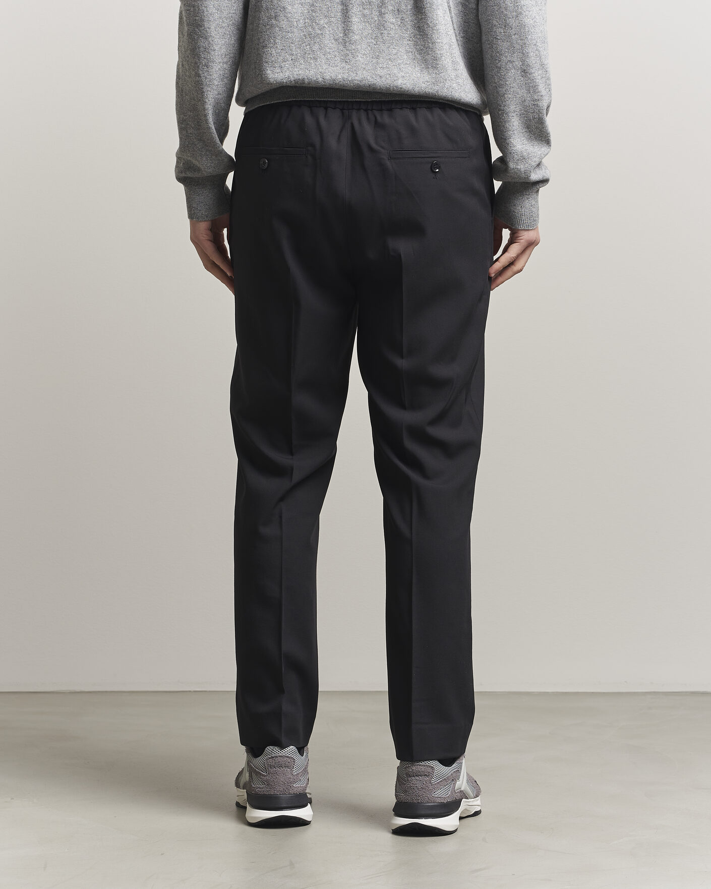 Mies | Housut | AMI | Wool Drawstring Trousers Black
