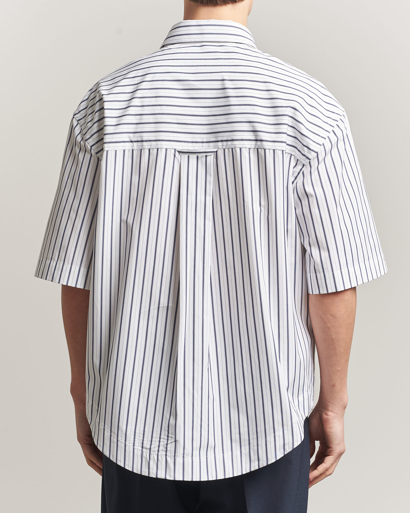 Mies | Kauluspaidat | AMI | Short Sleeve Camp Collar Shirt White/Blue