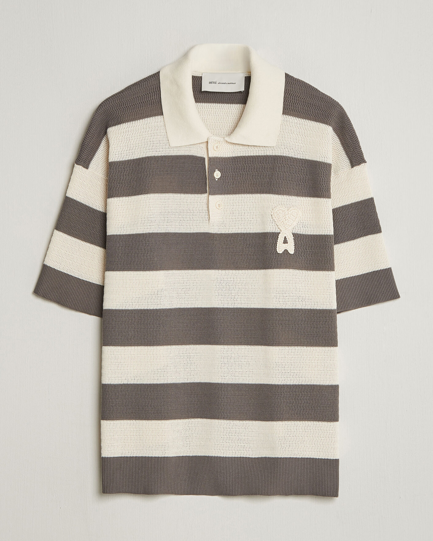 Mies | Pikeet | AMI | Striped Polo White/Grey