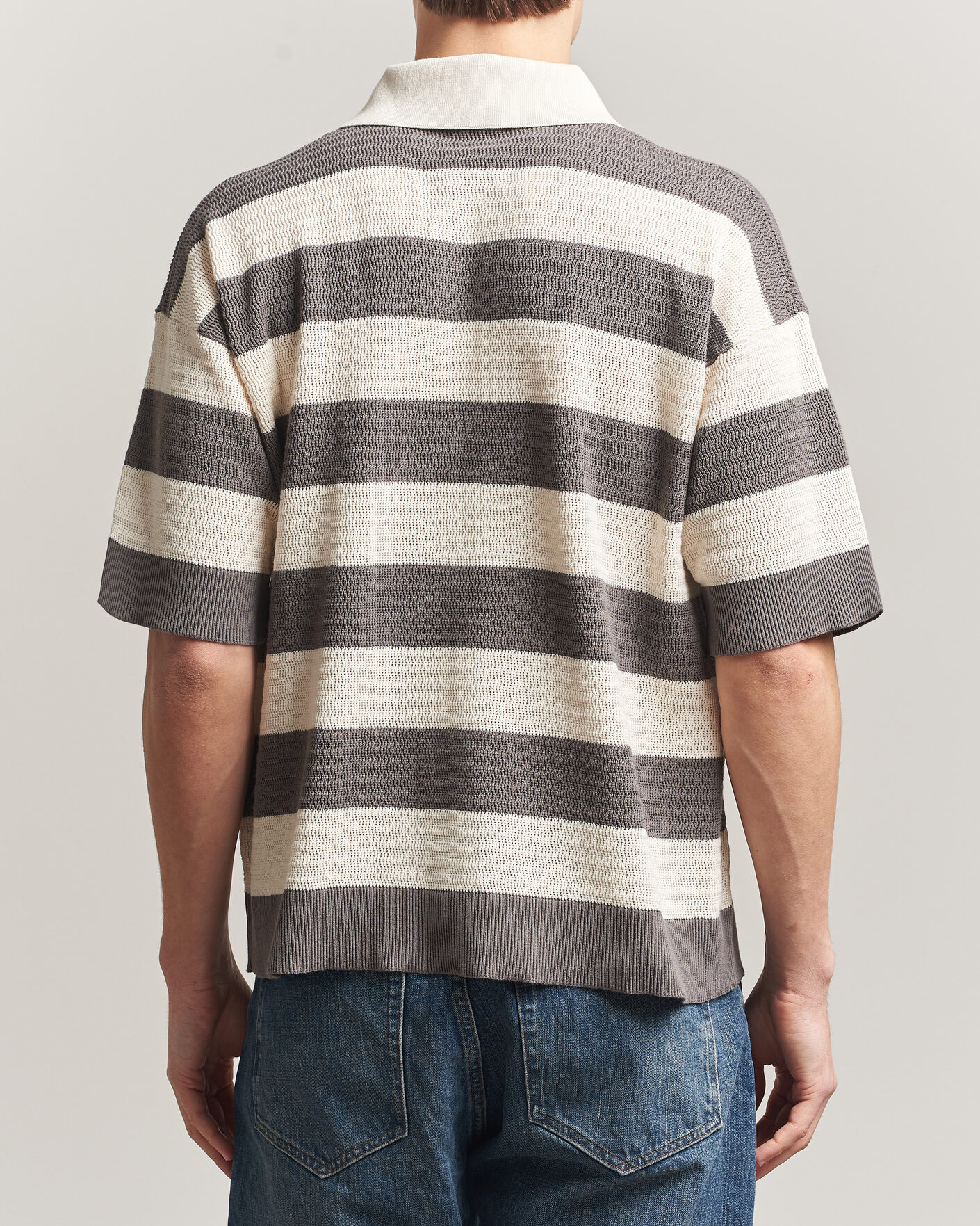 Mies | Pikeet | AMI | Striped Polo White/Grey