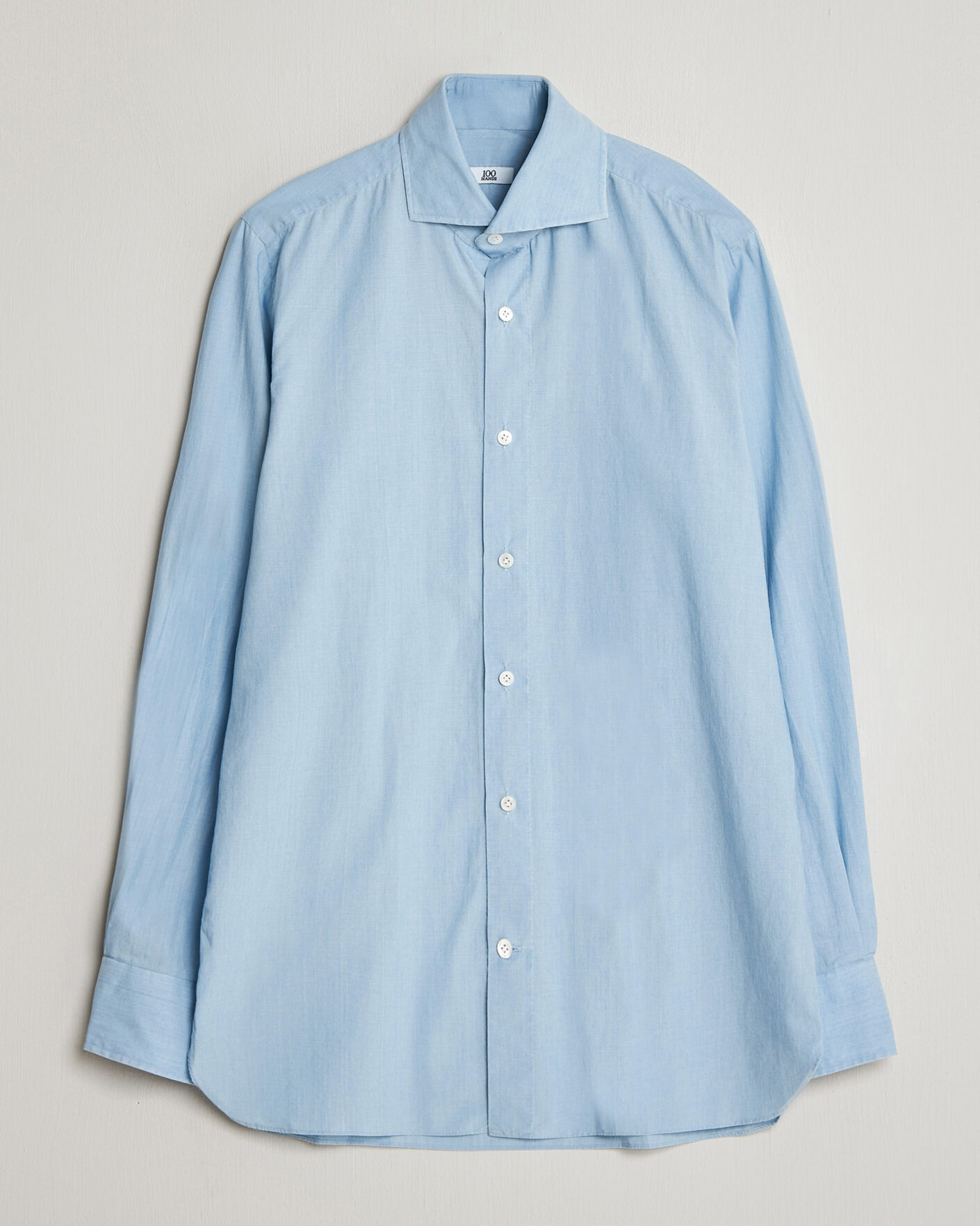 Mies | Kauluspaidat | 100Hands | Light Cotton Voile Denim Shirt Blue