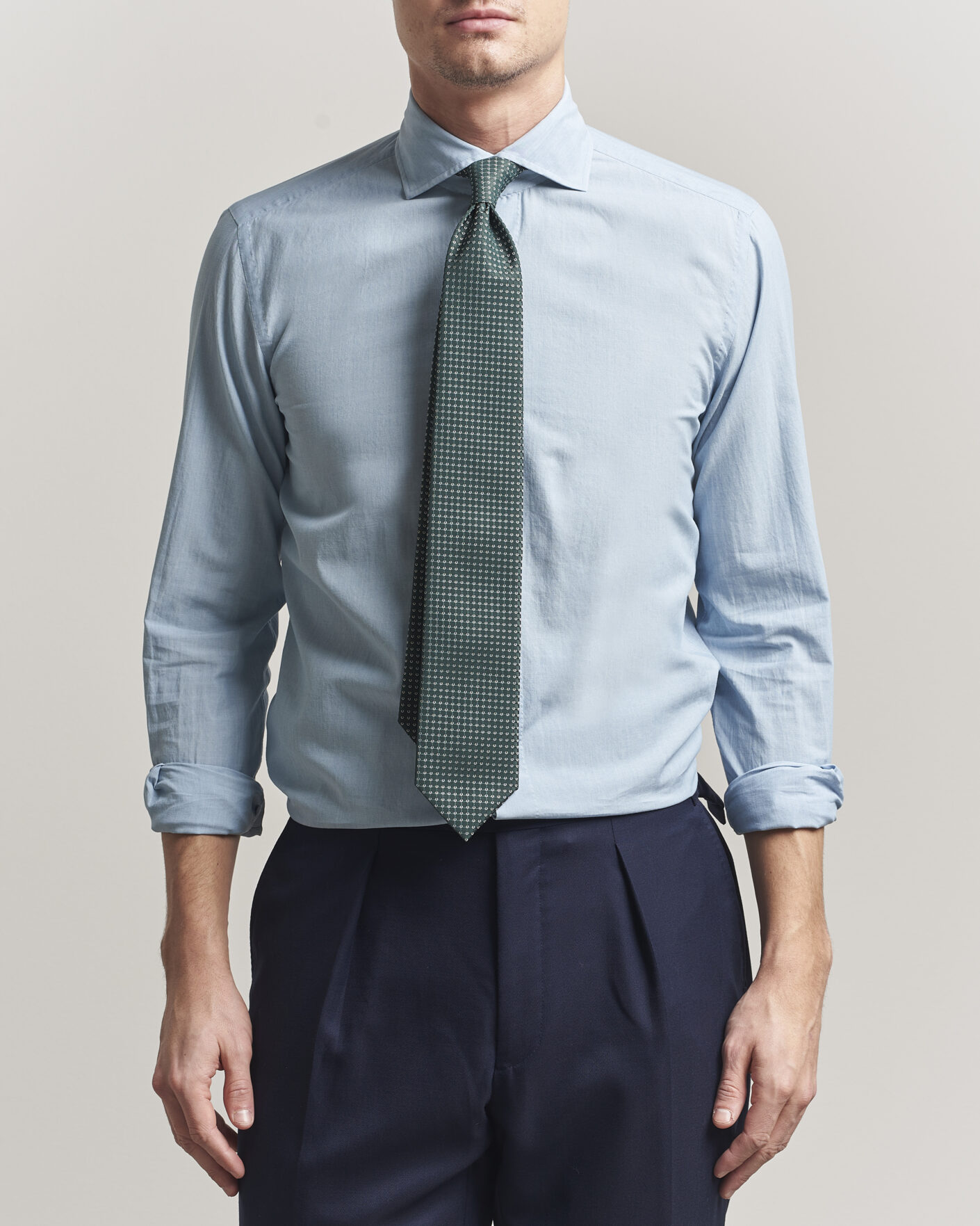 Mies | Kauluspaidat | 100Hands | Light Cotton Voile Denim Shirt Blue