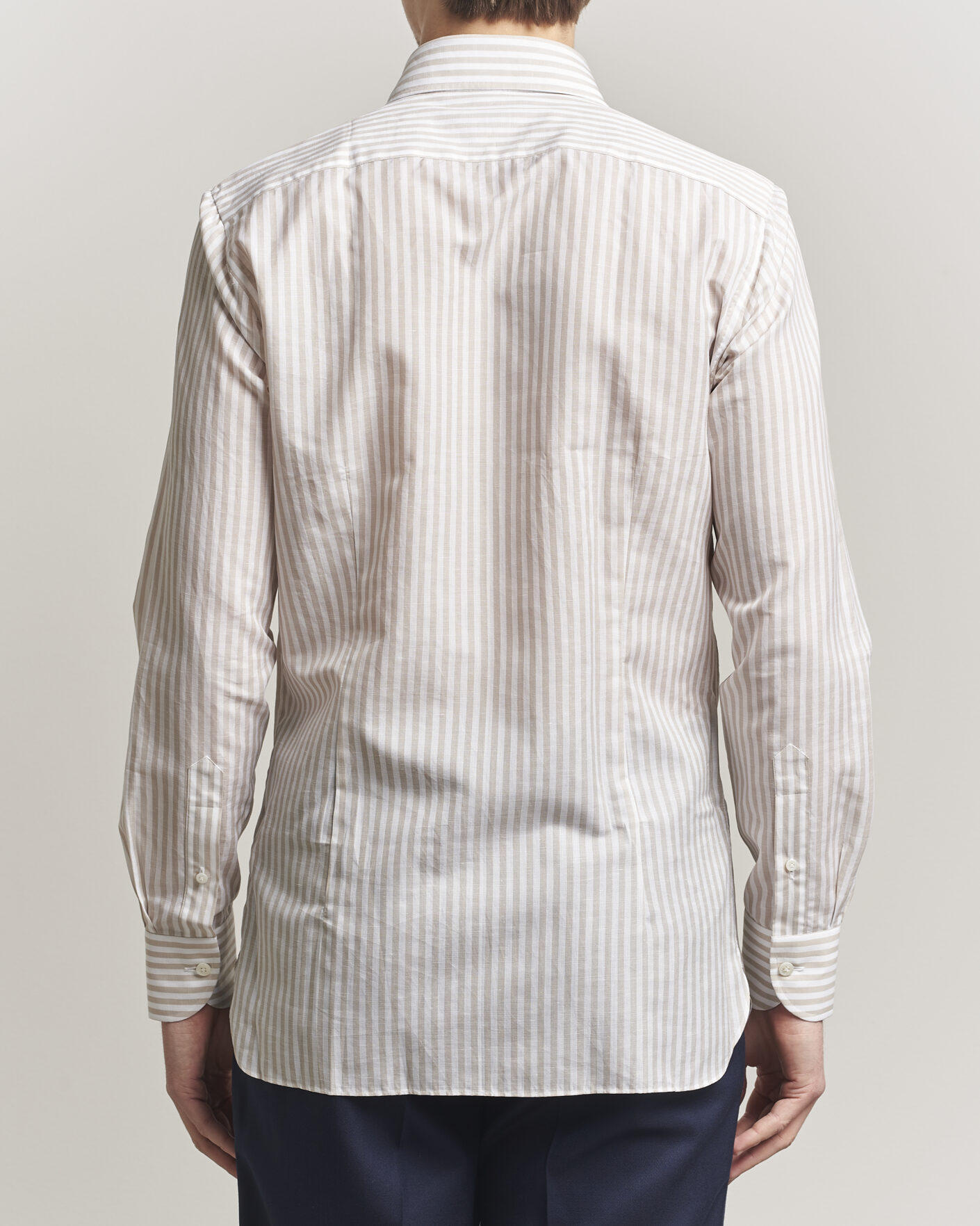 Mies | Kauluspaidat | 100Hands | Cotton/Linen Bengal Stripe Shirt Light Brown