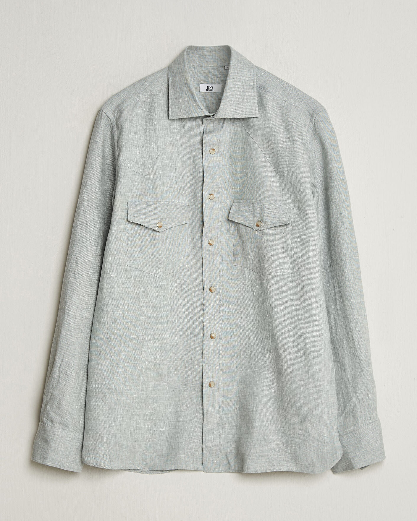 Mies | Kauluspaidat | 100Hands | Two Pocket Western Linen Shirt Mint Green