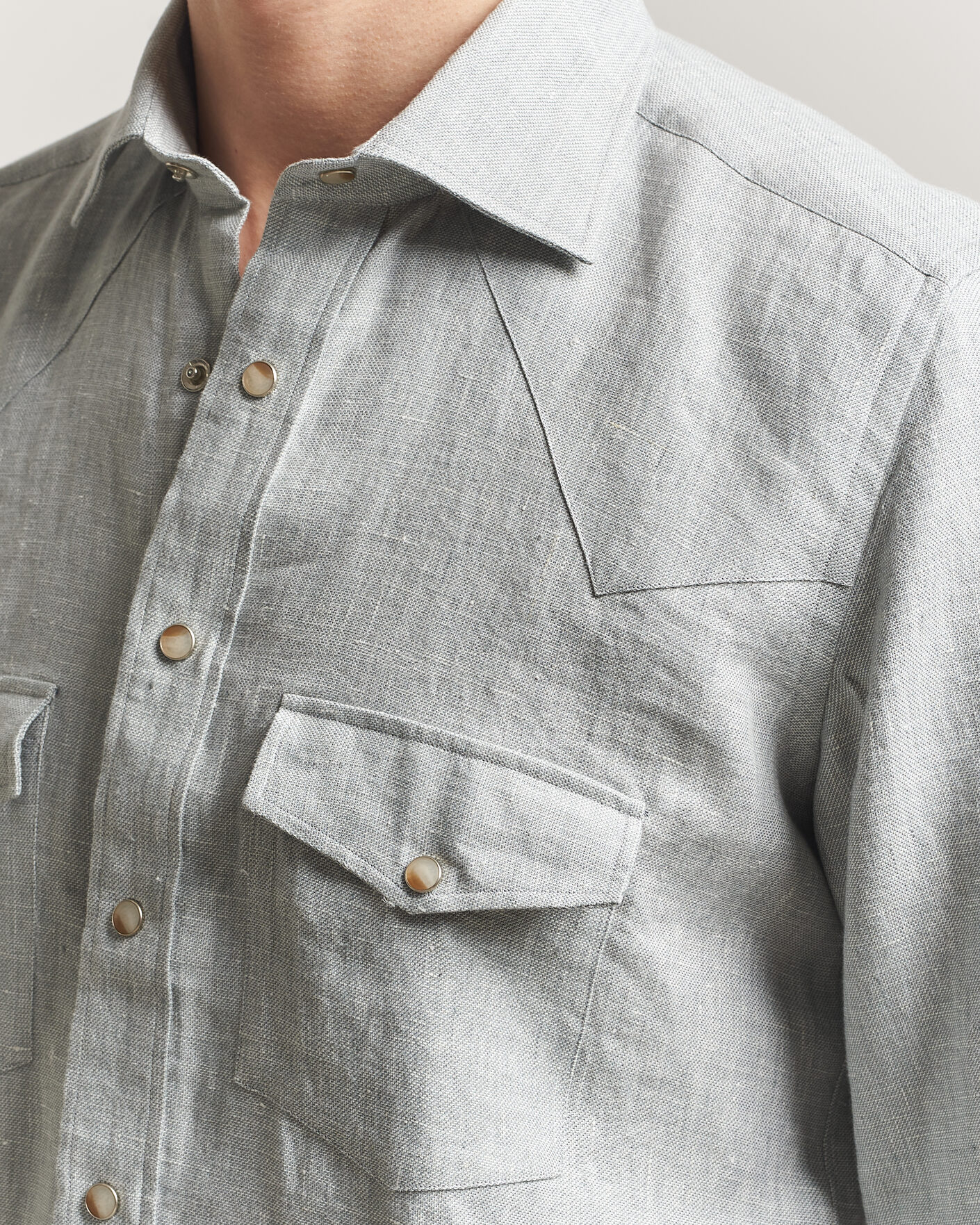 Mies | Kauluspaidat | 100Hands | Two Pocket Western Linen Shirt Mint Green
