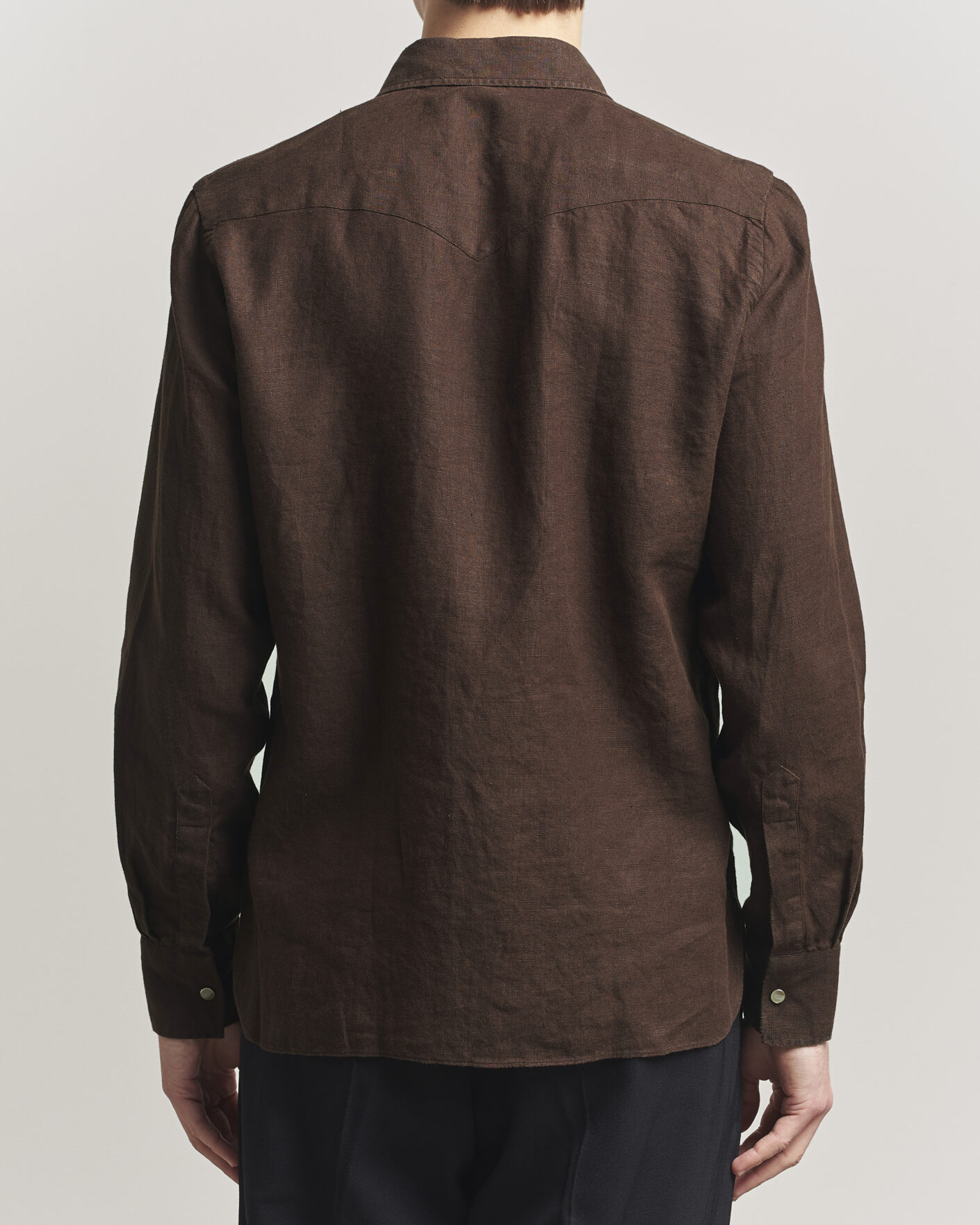 Mies | Kauluspaidat | 100Hands | Two Pocket Western Linen Shirt Chocolate
