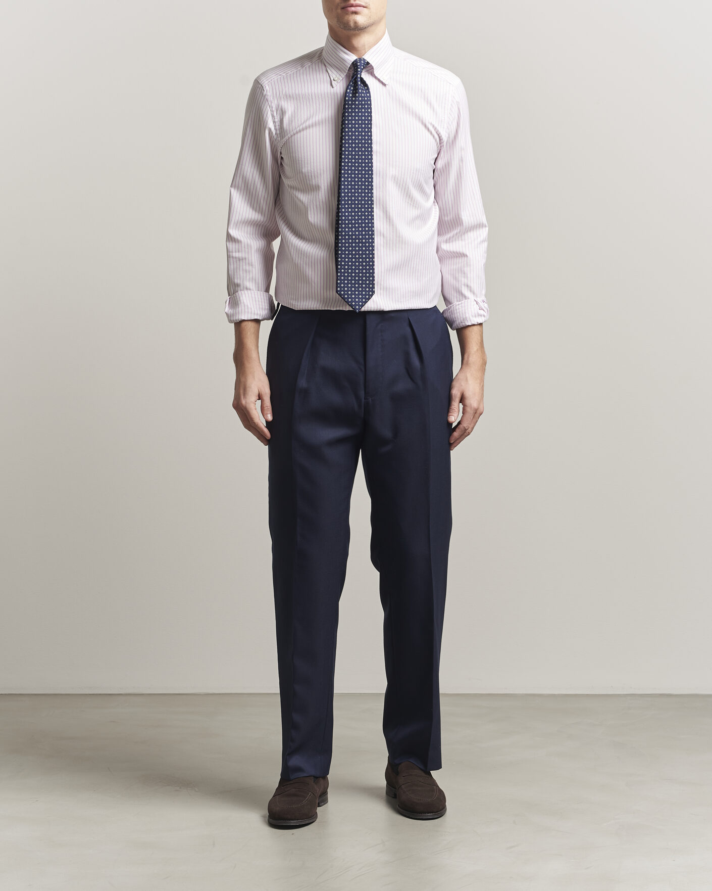 Mies | Kauluspaidat | 100Hands | Washed Striped Oxford Shirt Lavender