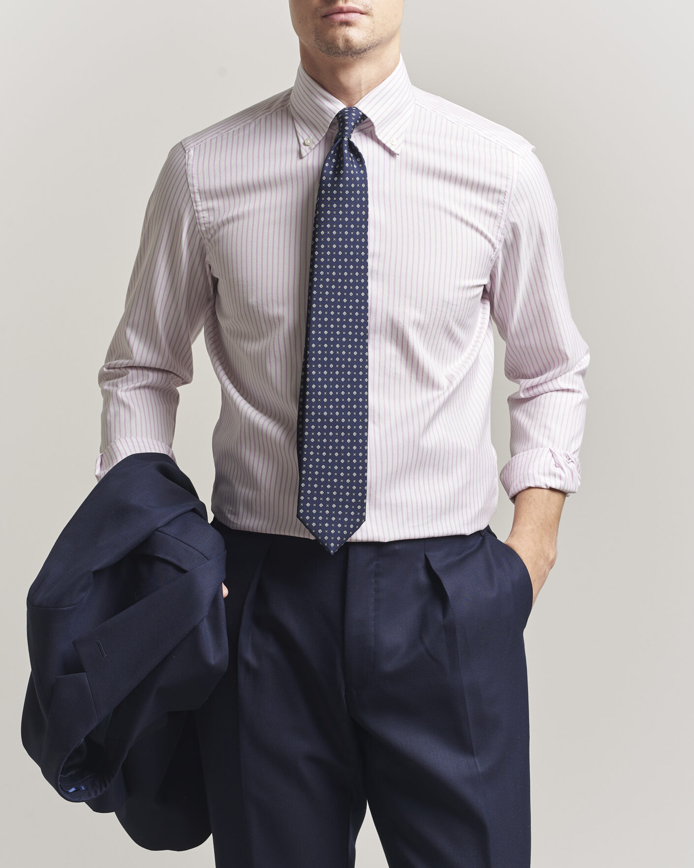 Mies | Kauluspaidat | 100Hands | Washed Striped Oxford Shirt Lavender