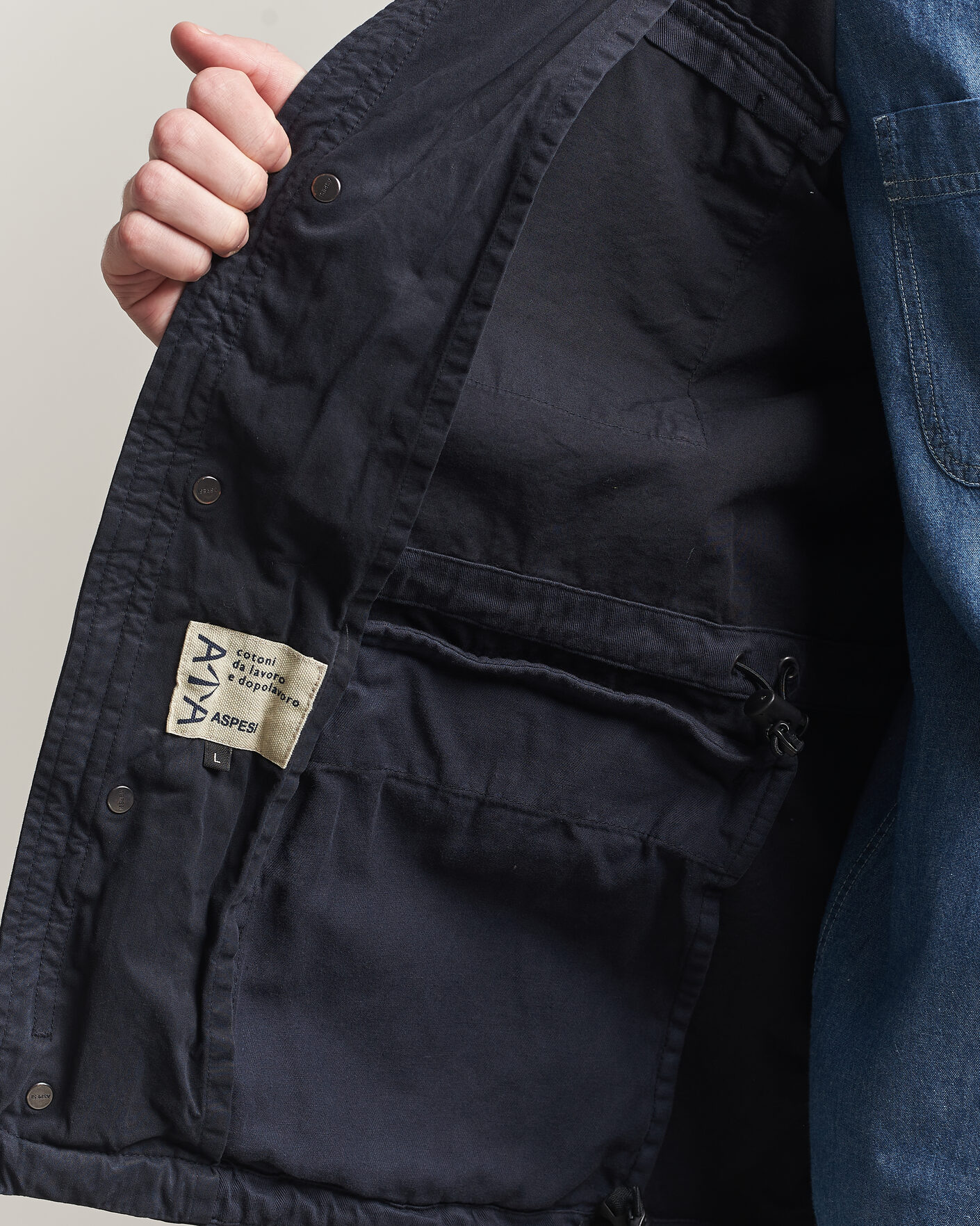 Mies | Takit | Aspesi | Washed Cotton Field Jacket Navy