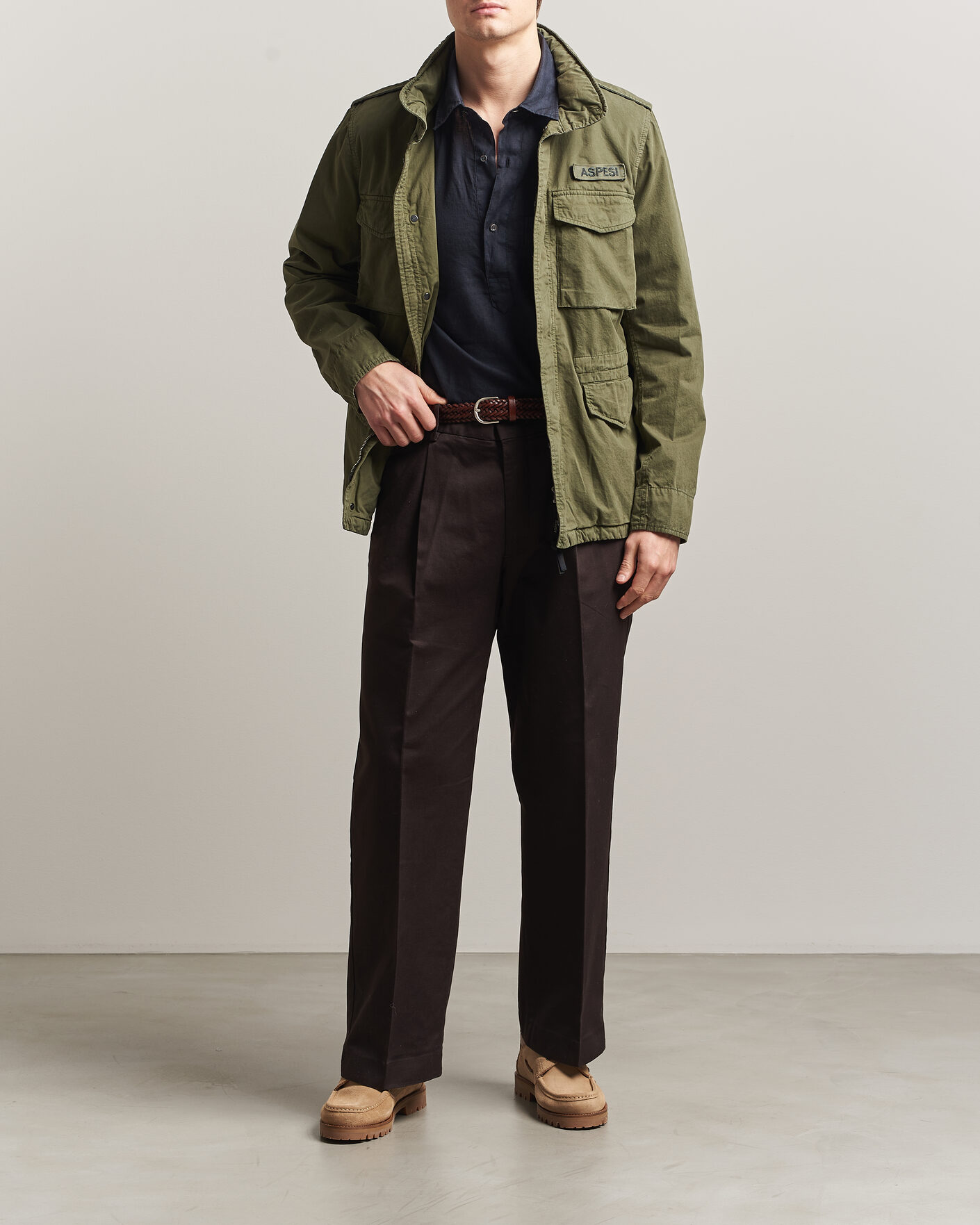 Mies | Takit | Aspesi | Washed Cotton Field Jacket Military