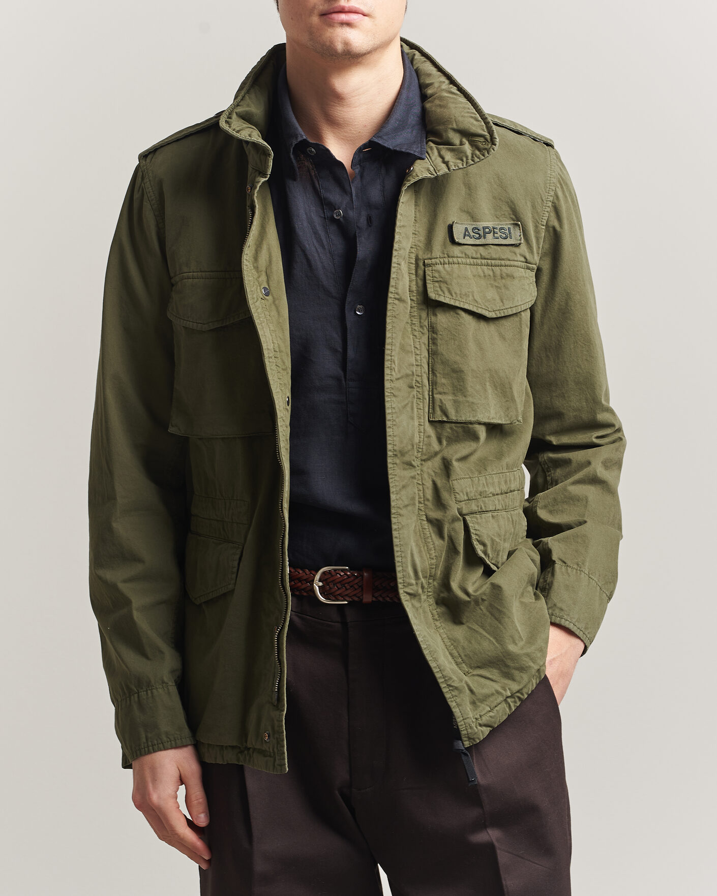 Mies | Takit | Aspesi | Washed Cotton Field Jacket Military