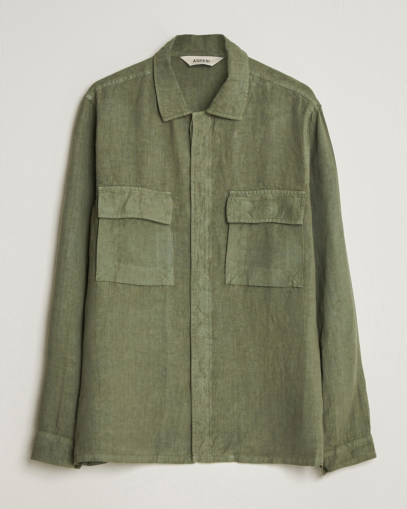 Mies | Takit | Aspesi | Linen Overshirt Military