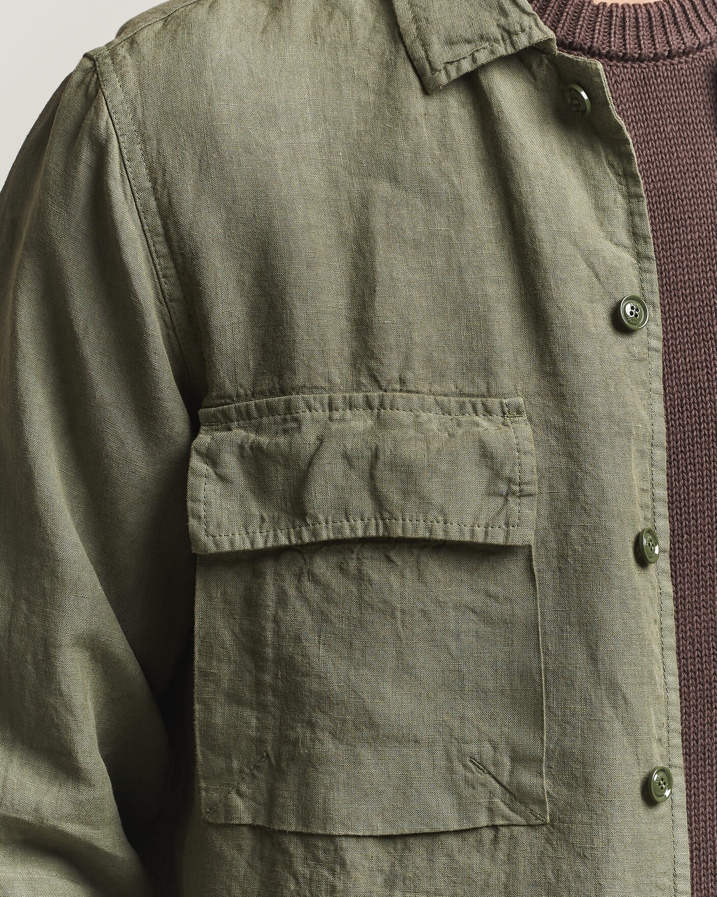 Mies | Takit | Aspesi | Linen Overshirt Military