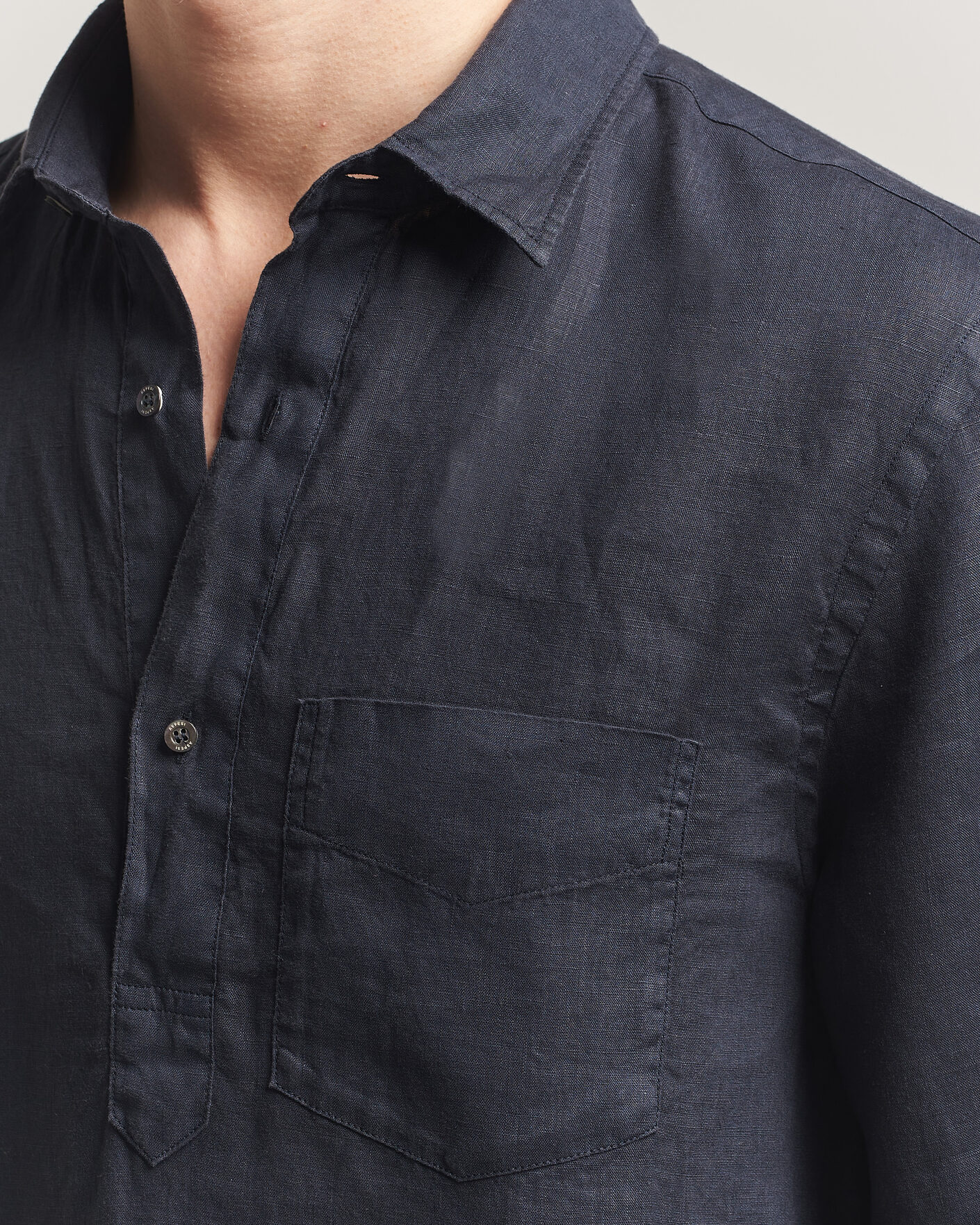 Mies | Kauluspaidat | Aspesi | Popover Linen Shirt Navy