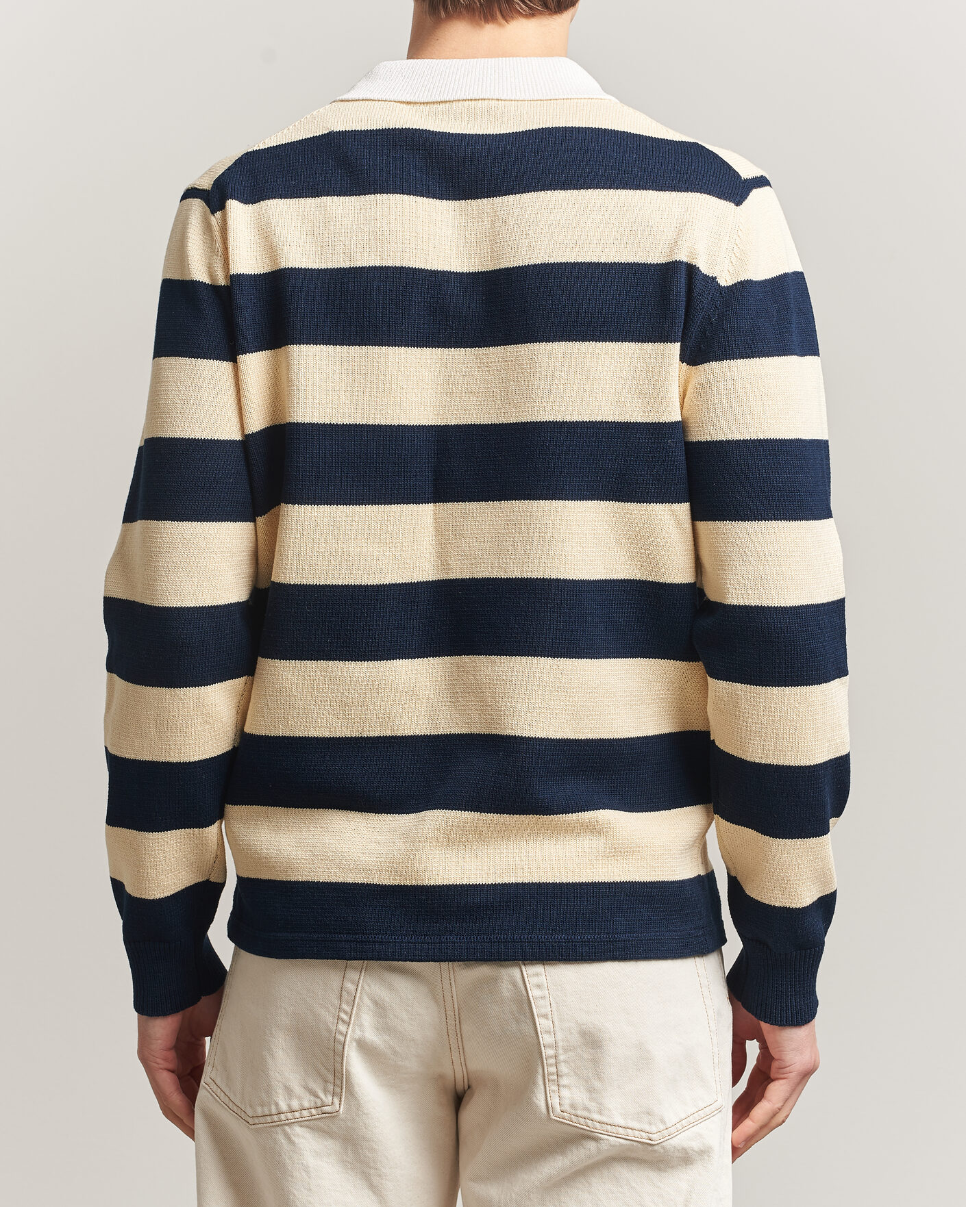 Mies | Puserot | Aspesi | Long Sleeve Knitted Polo Navy/Ecru