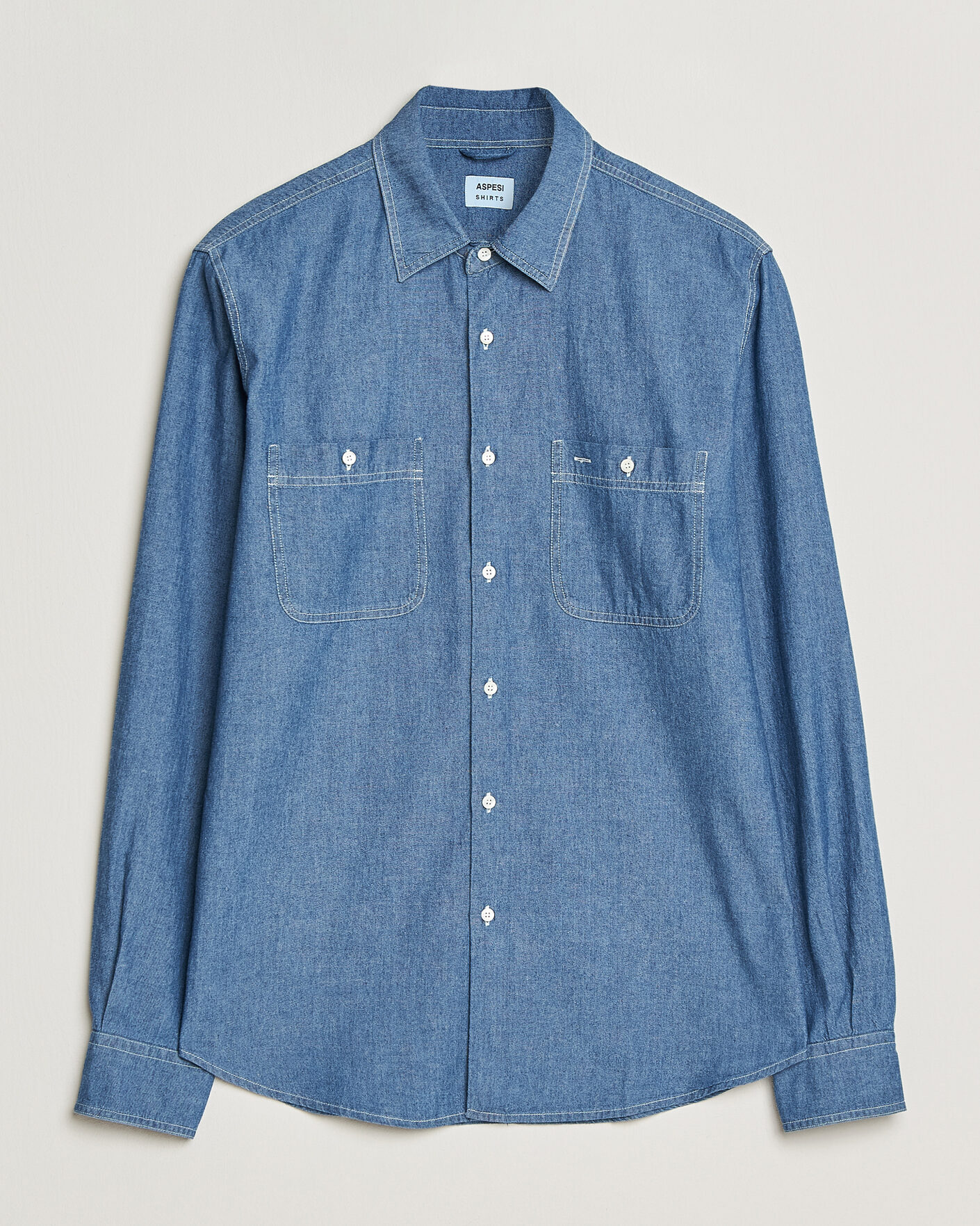 Mies | Kauluspaidat | Aspesi | Chambray Work Shirt Medium Blue