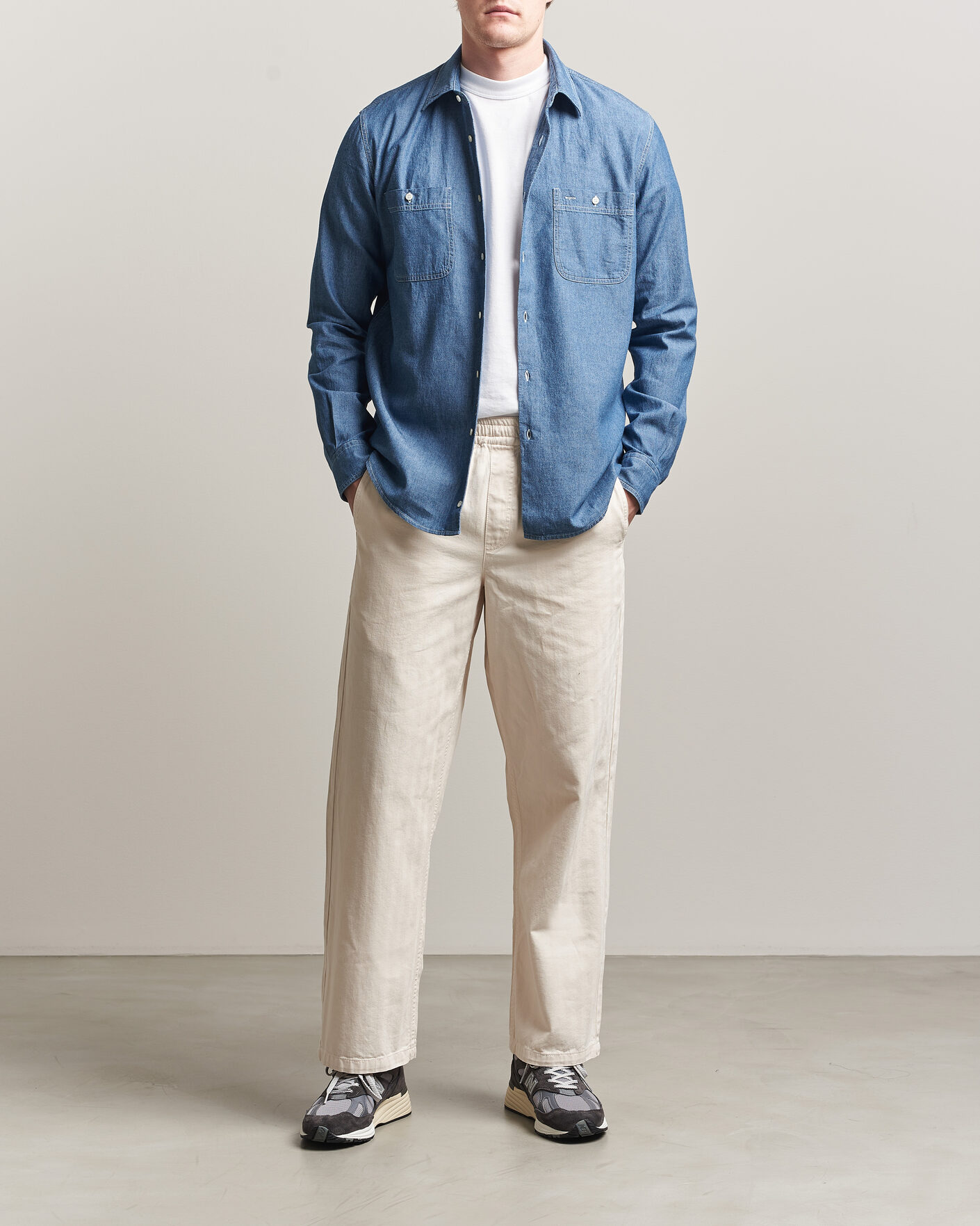 Mies | Kauluspaidat | Aspesi | Chambray Work Shirt Medium Blue