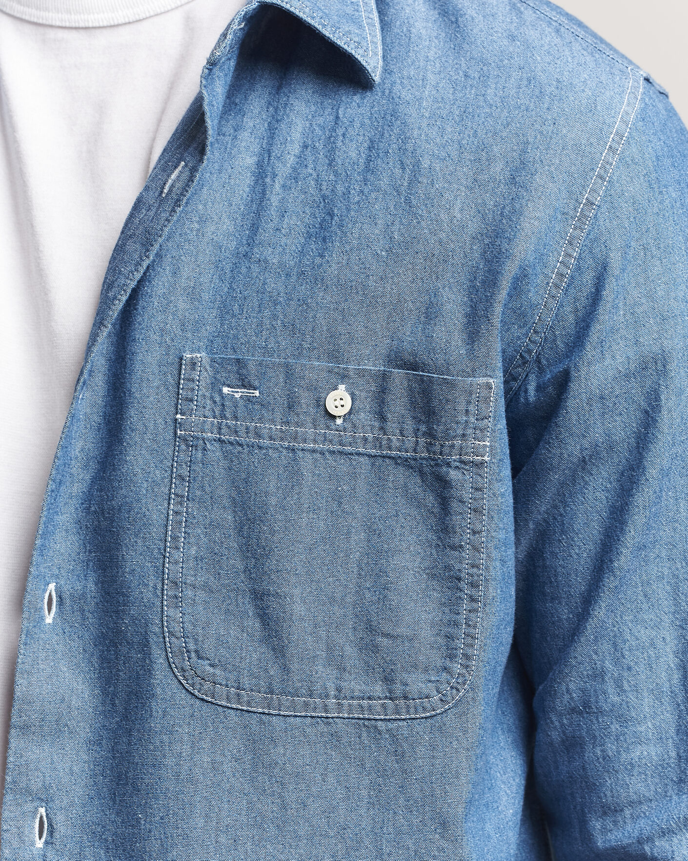 Mies | Kauluspaidat | Aspesi | Chambray Work Shirt Medium Blue