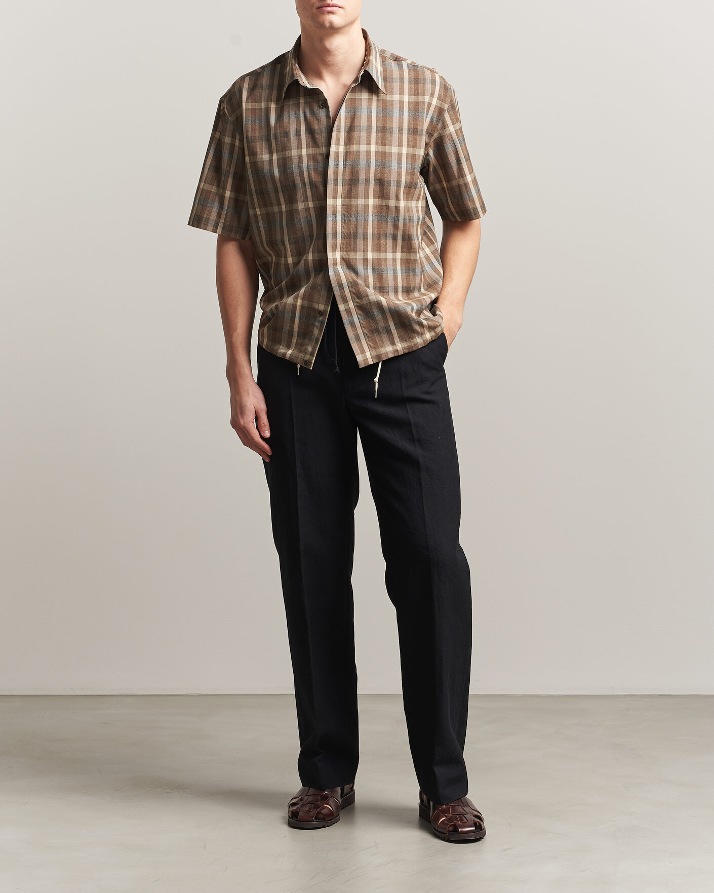 Mies | Housut | Auralee | Wool/Linen Ox Drawstring Pants Black