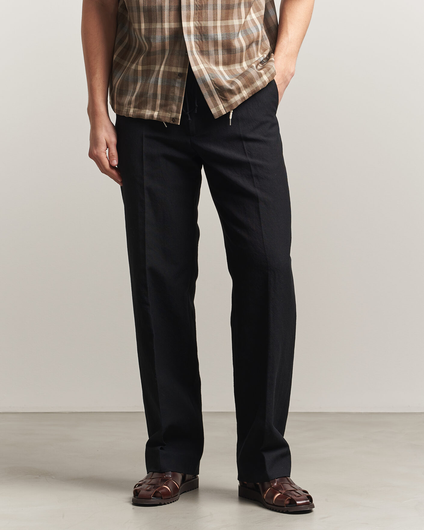 Mies | Housut | Auralee | Wool/Linen Ox Drawstring Pants Black