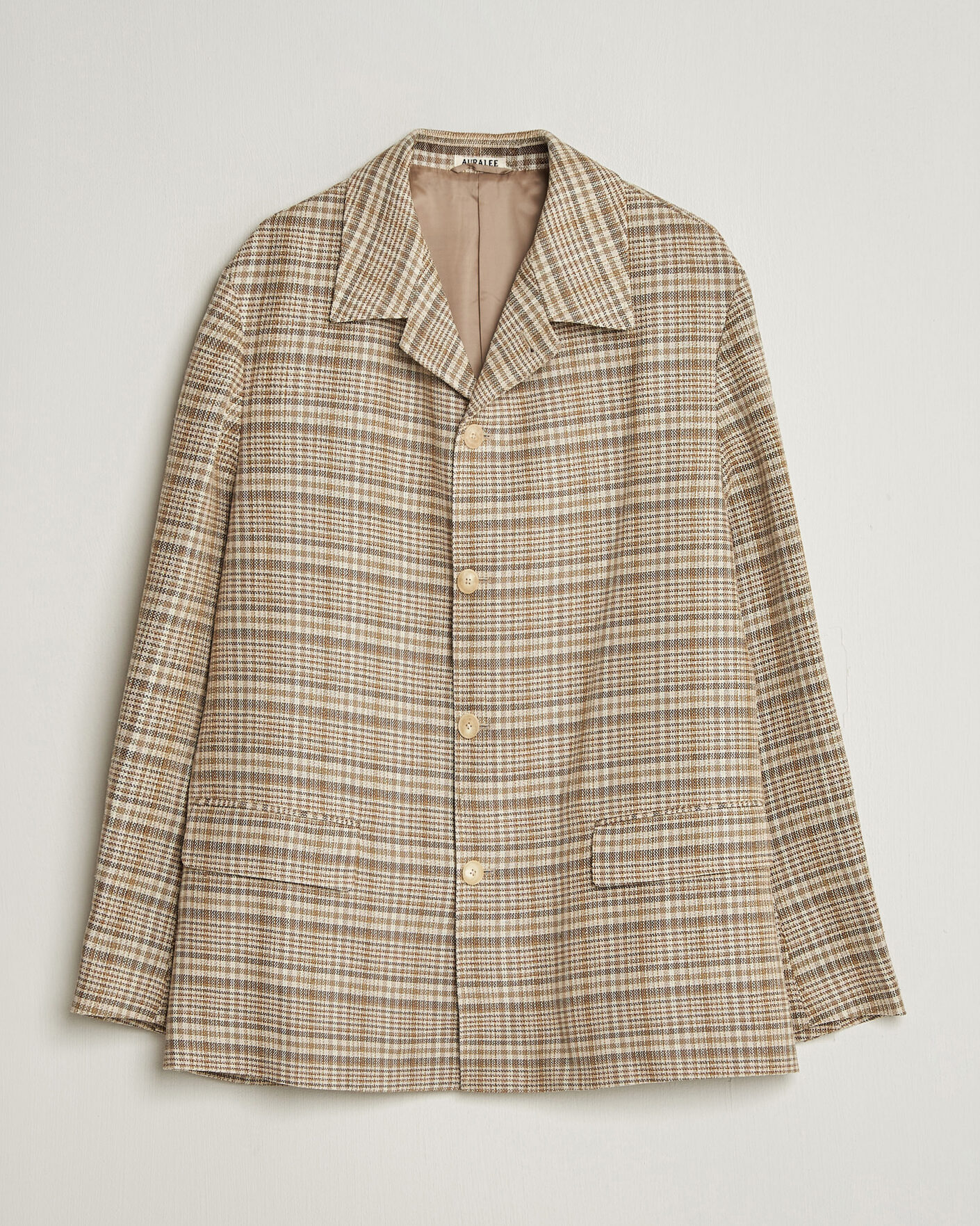 Mies | Takit | Auralee | Silk/Linen Chore Jacket Beige Check