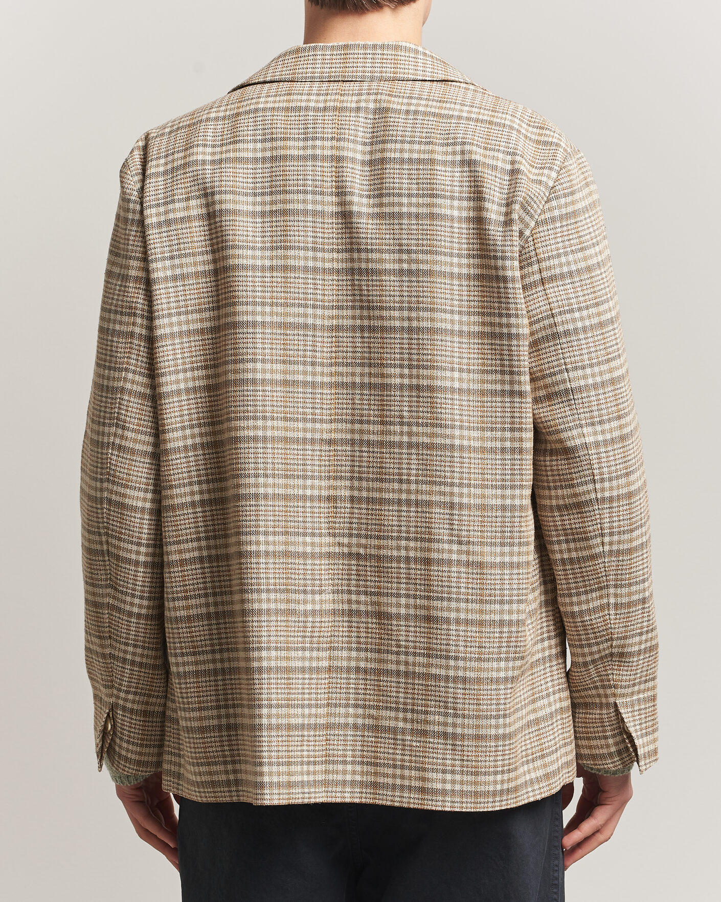 Mies | Takit | Auralee | Silk/Linen Chore Jacket Beige Check