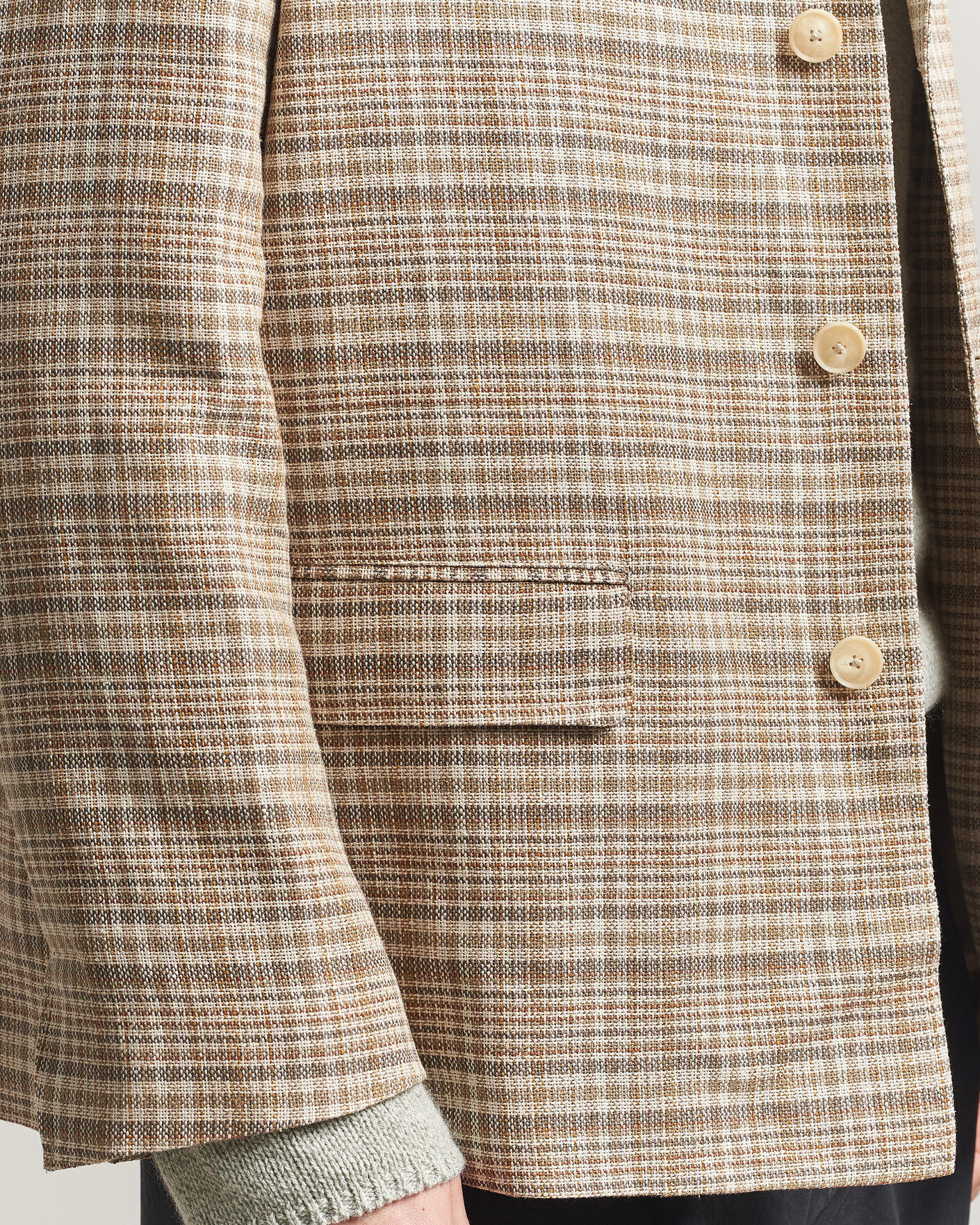 Mies | Takit | Auralee | Silk/Linen Chore Jacket Beige Check