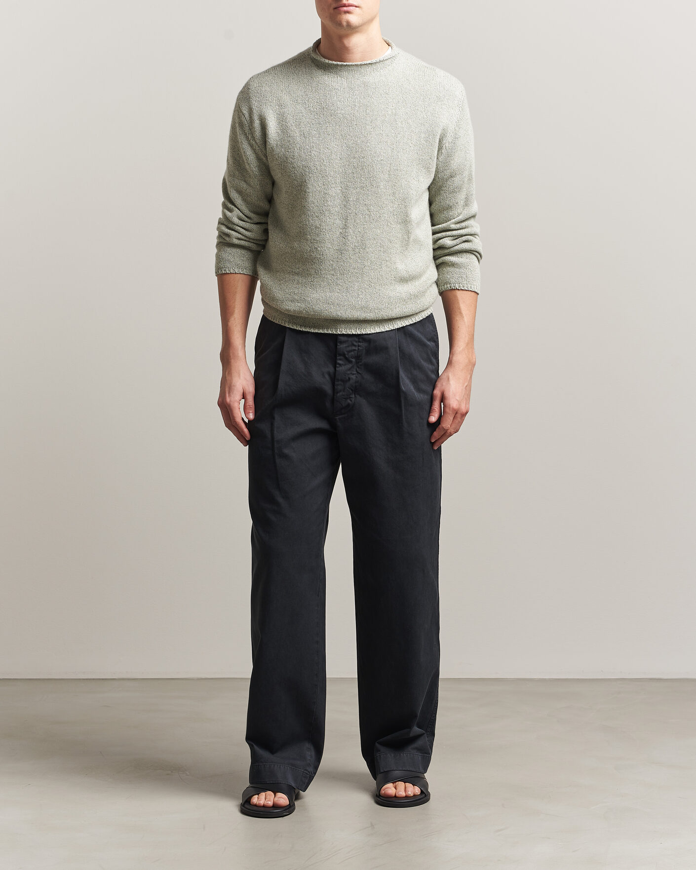 Mies | Puserot | Auralee | Cashmere/Silk Crew Neck Mint Melange
