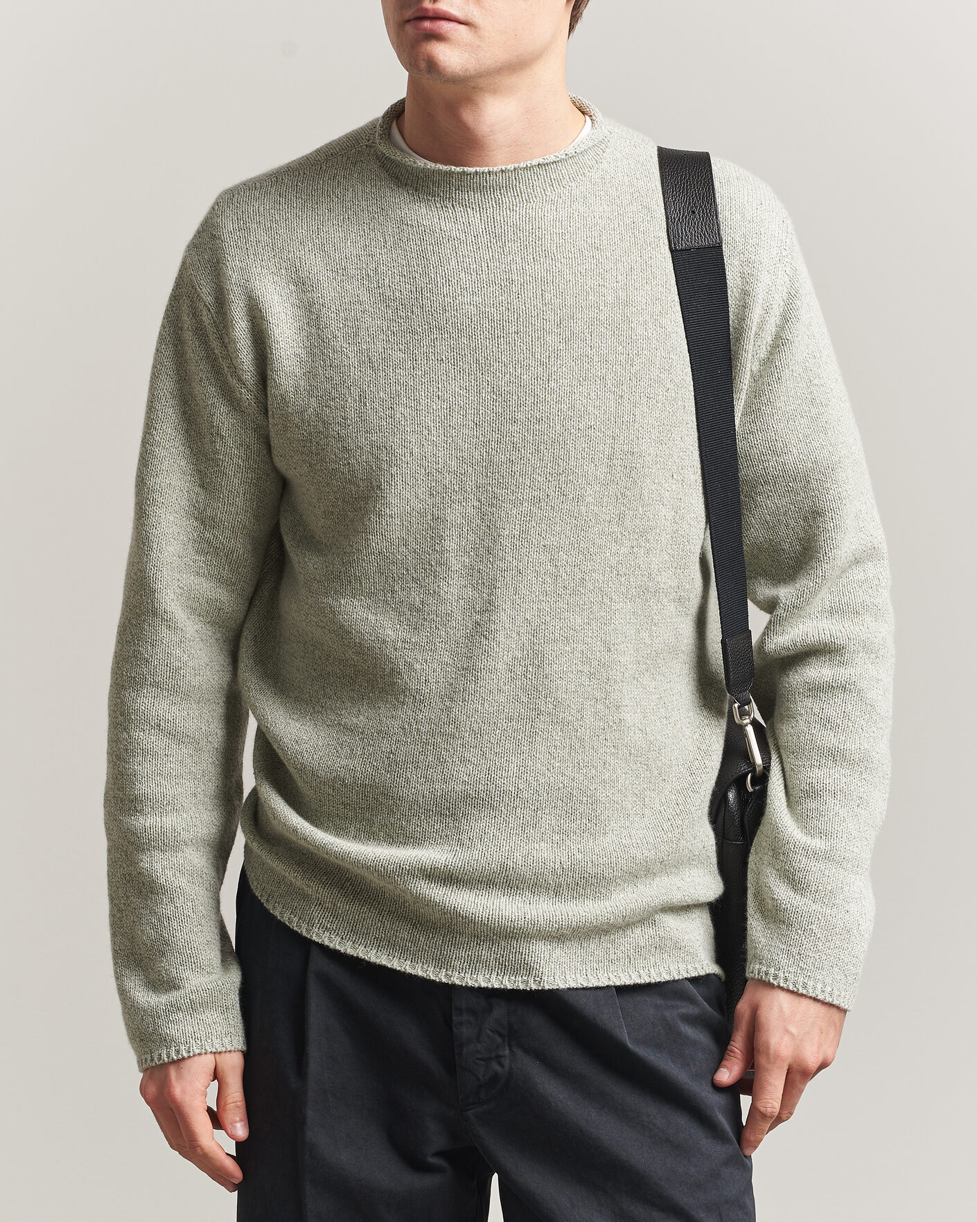 Mies | Puserot | Auralee | Cashmere/Silk Crew Neck Mint Melange