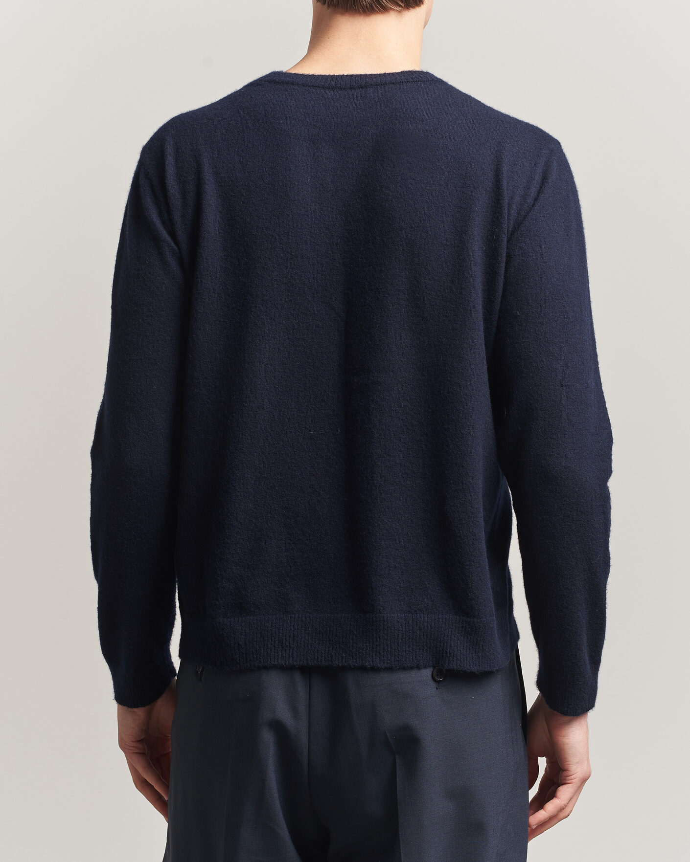 Mies | Puserot | Auralee | Brushed Cashmere/Cotton Crew Neck Navy