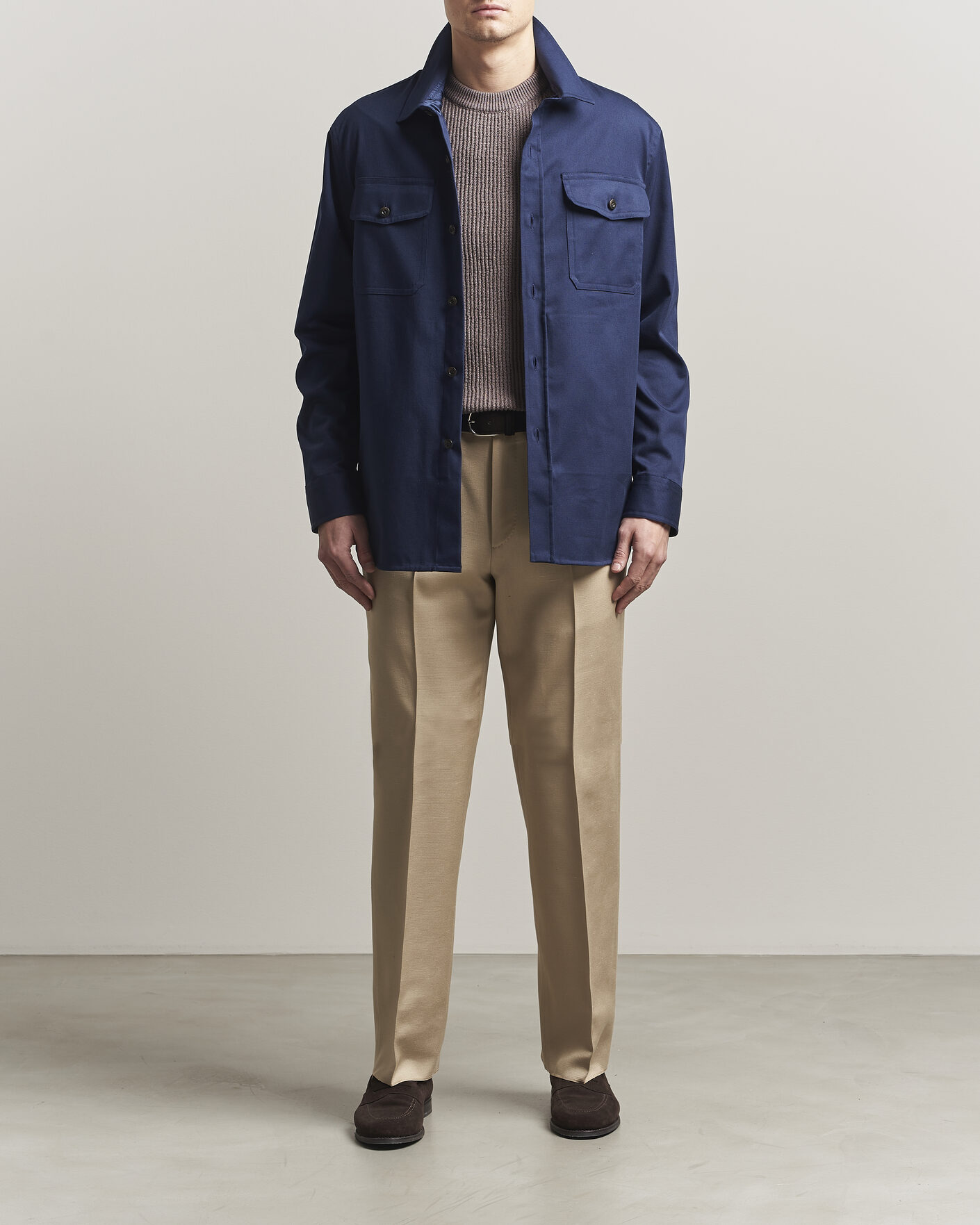 Mies | Kauluspaidat | Caruso | Twill Cotton Overshirt Navy