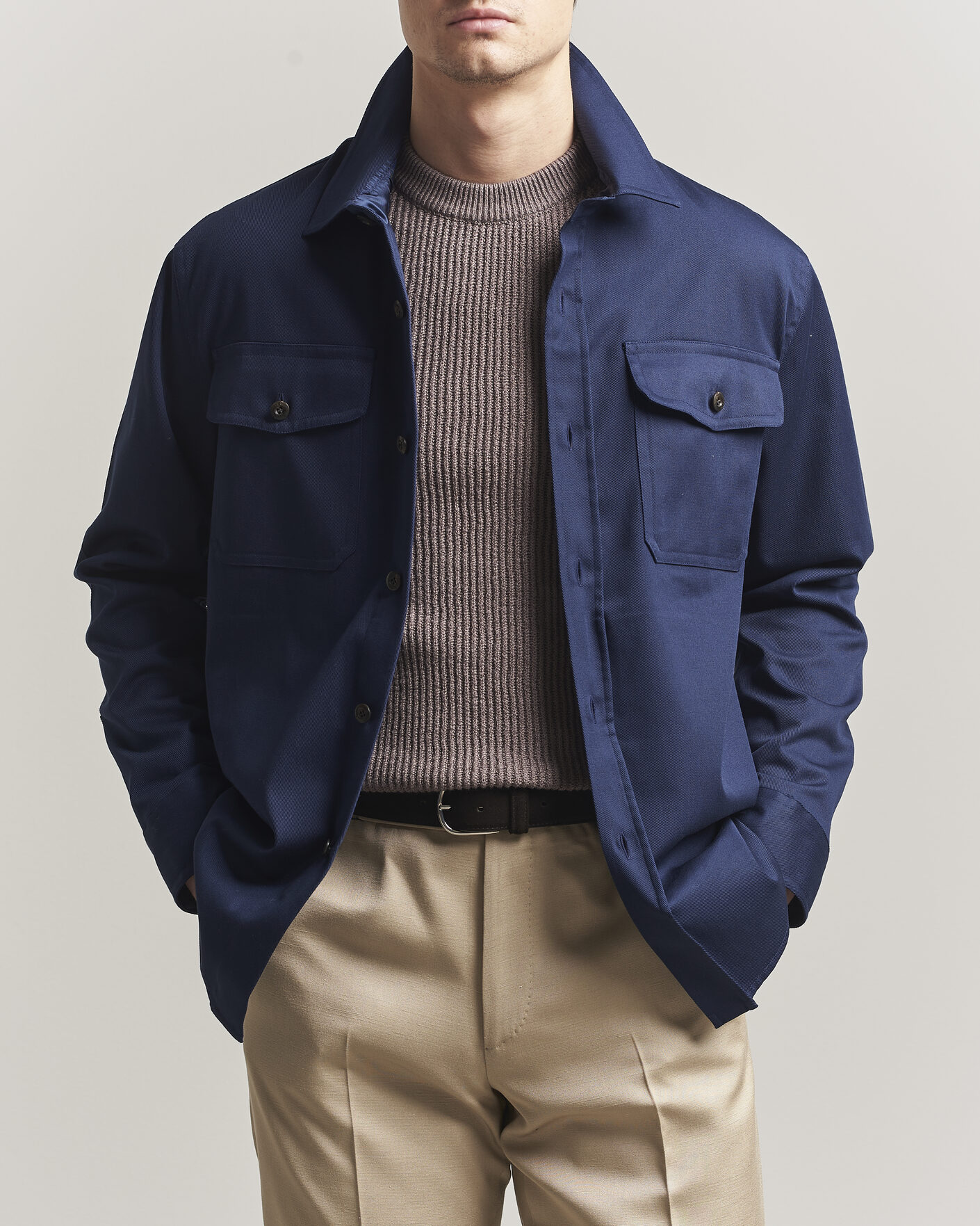 Mies | Kauluspaidat | Caruso | Twill Cotton Overshirt Navy