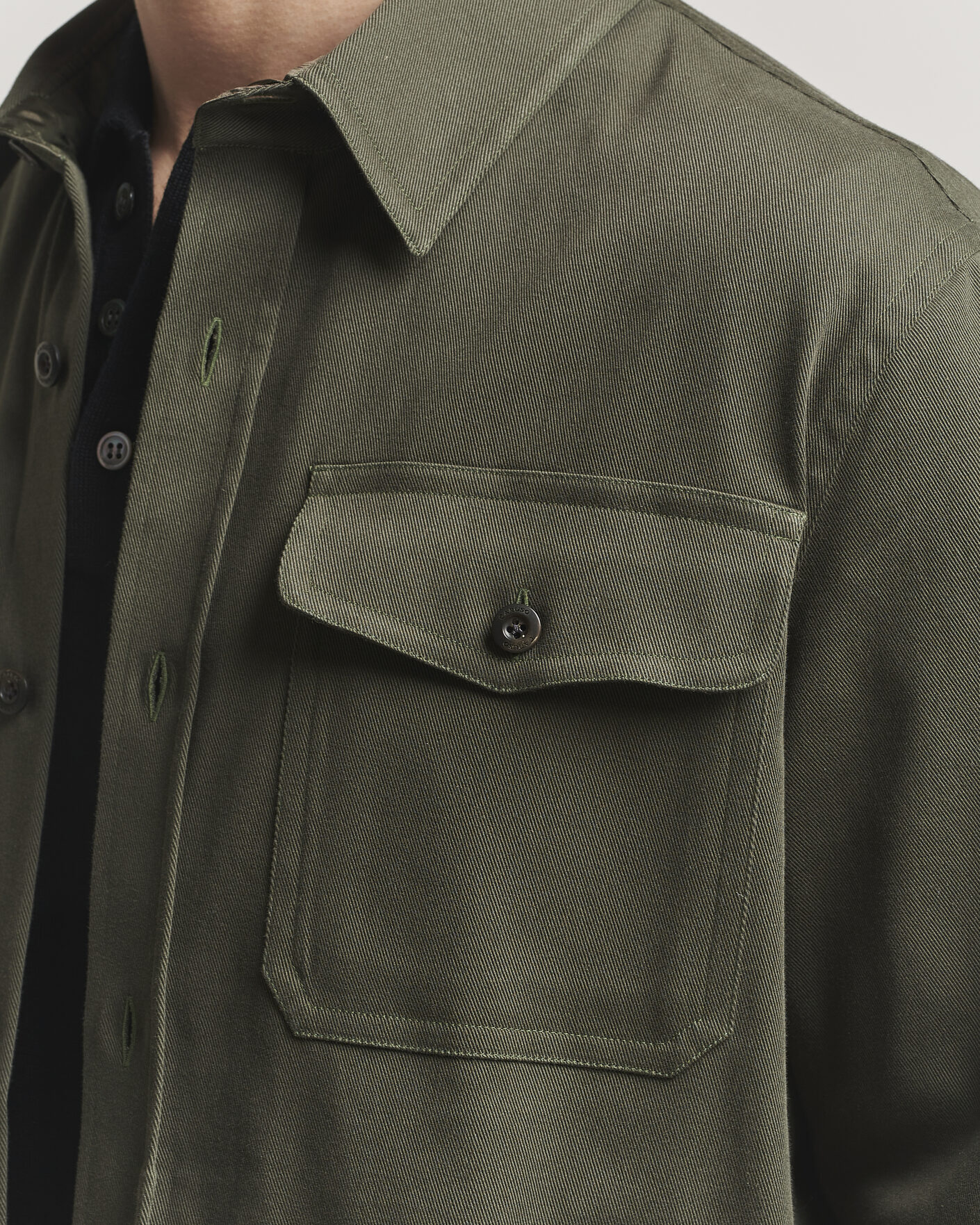 Mies | Kauluspaidat | Caruso | Twill Cotton Overshirt Dark Green