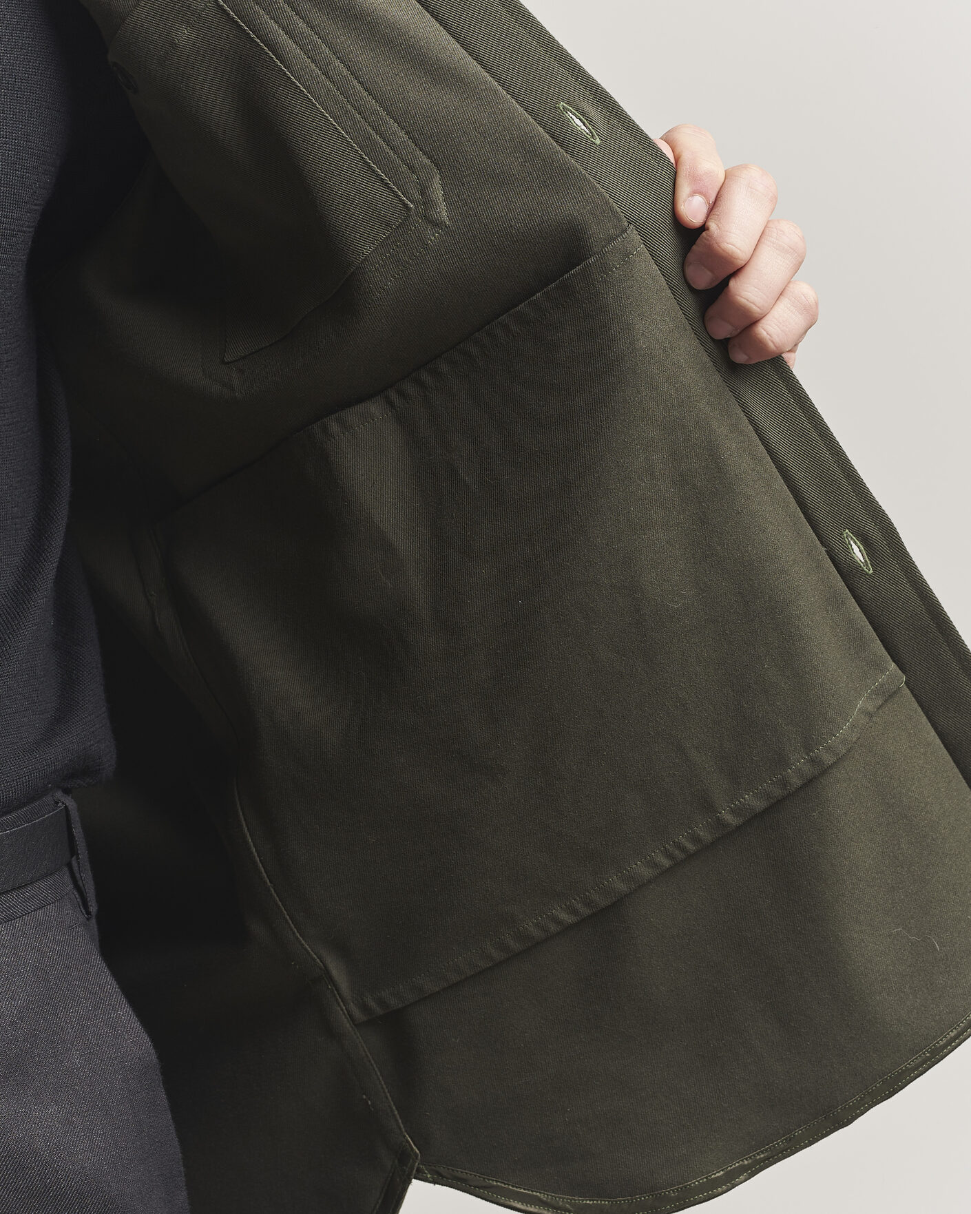 Mies | Kauluspaidat | Caruso | Twill Cotton Overshirt Dark Green