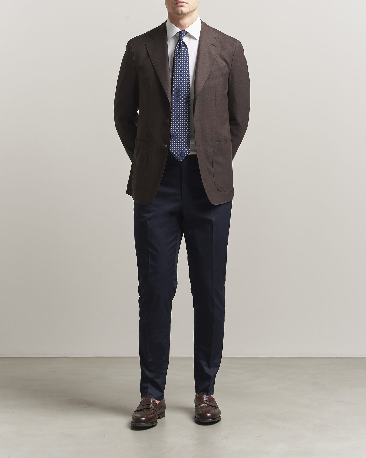 Mies | Pikkutakit | Caruso | Aida Wool Hopsack Blazer Dark Brown