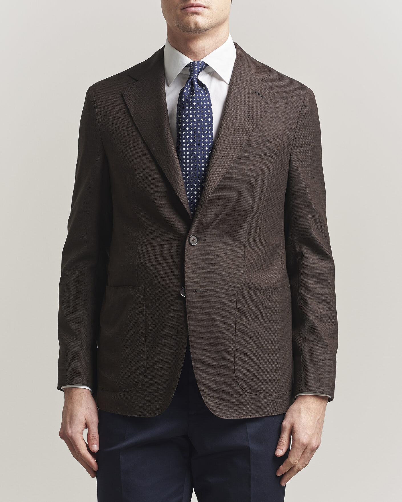 Mies | Pikkutakit | Caruso | Aida Wool Hopsack Blazer Dark Brown