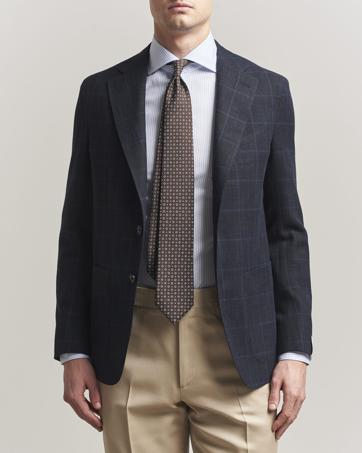 Mies | Pikkutakit | Caruso | Aida Wool Hopsack Blazer Navy Check