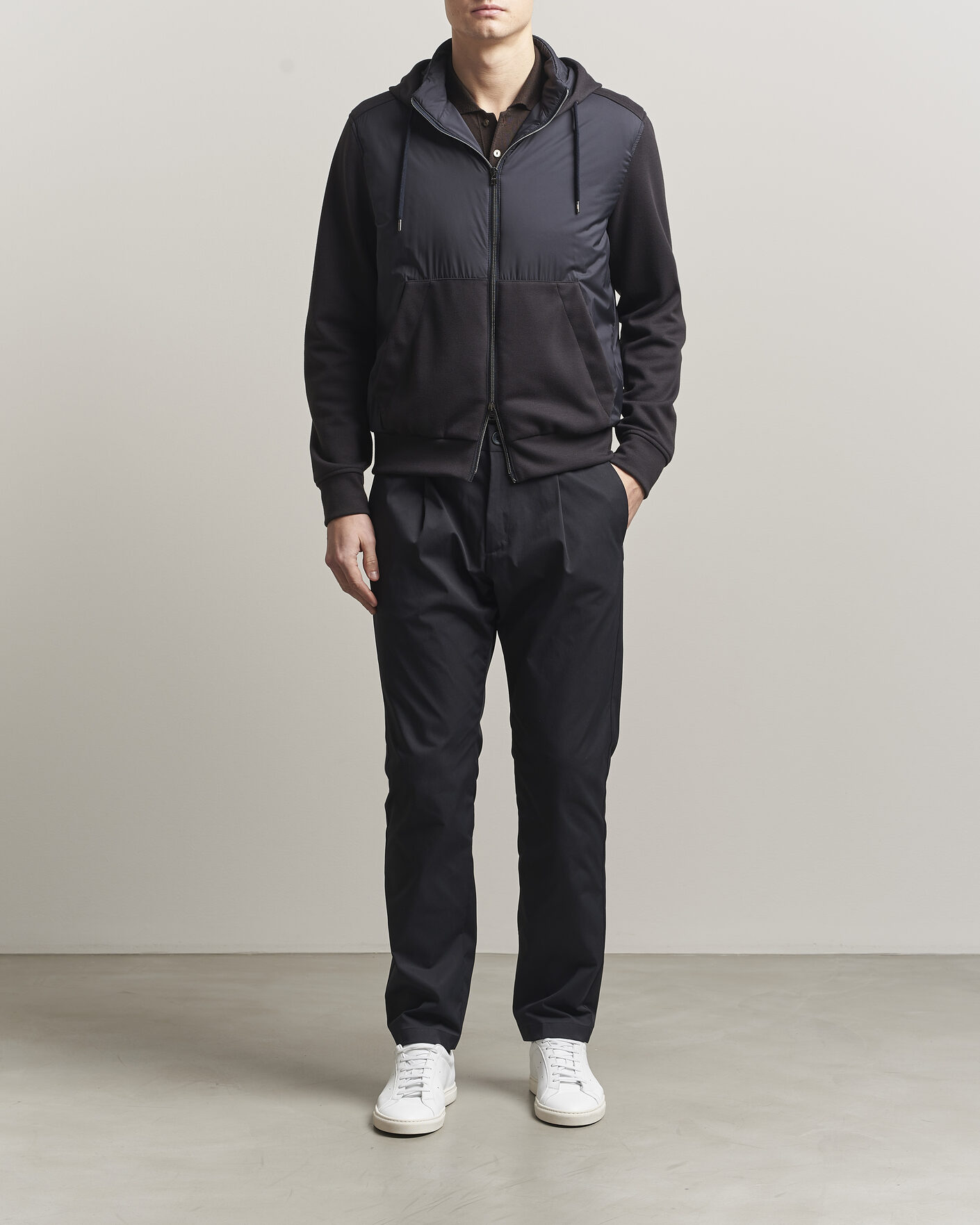 Mies | Takit | Herno | Hooded Hybrid Jacket Navy