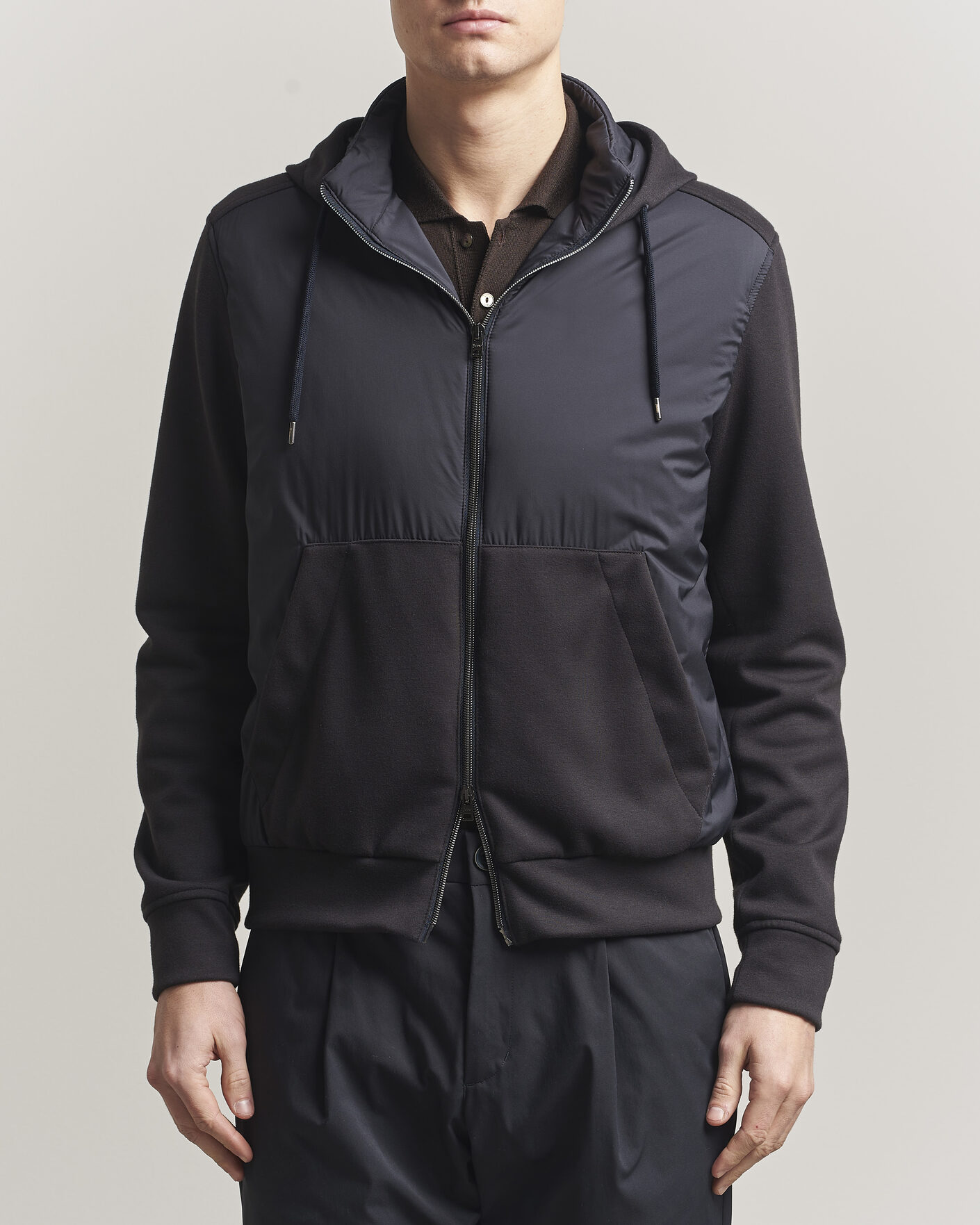 Mies | Takit | Herno | Hooded Hybrid Jacket Navy