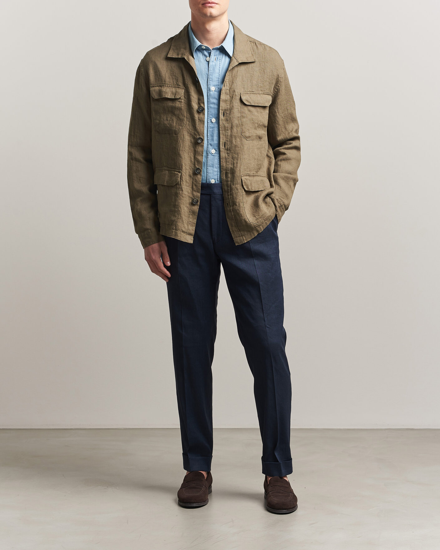 Mies | Takit | Herno | Linen Safari Jacket Military