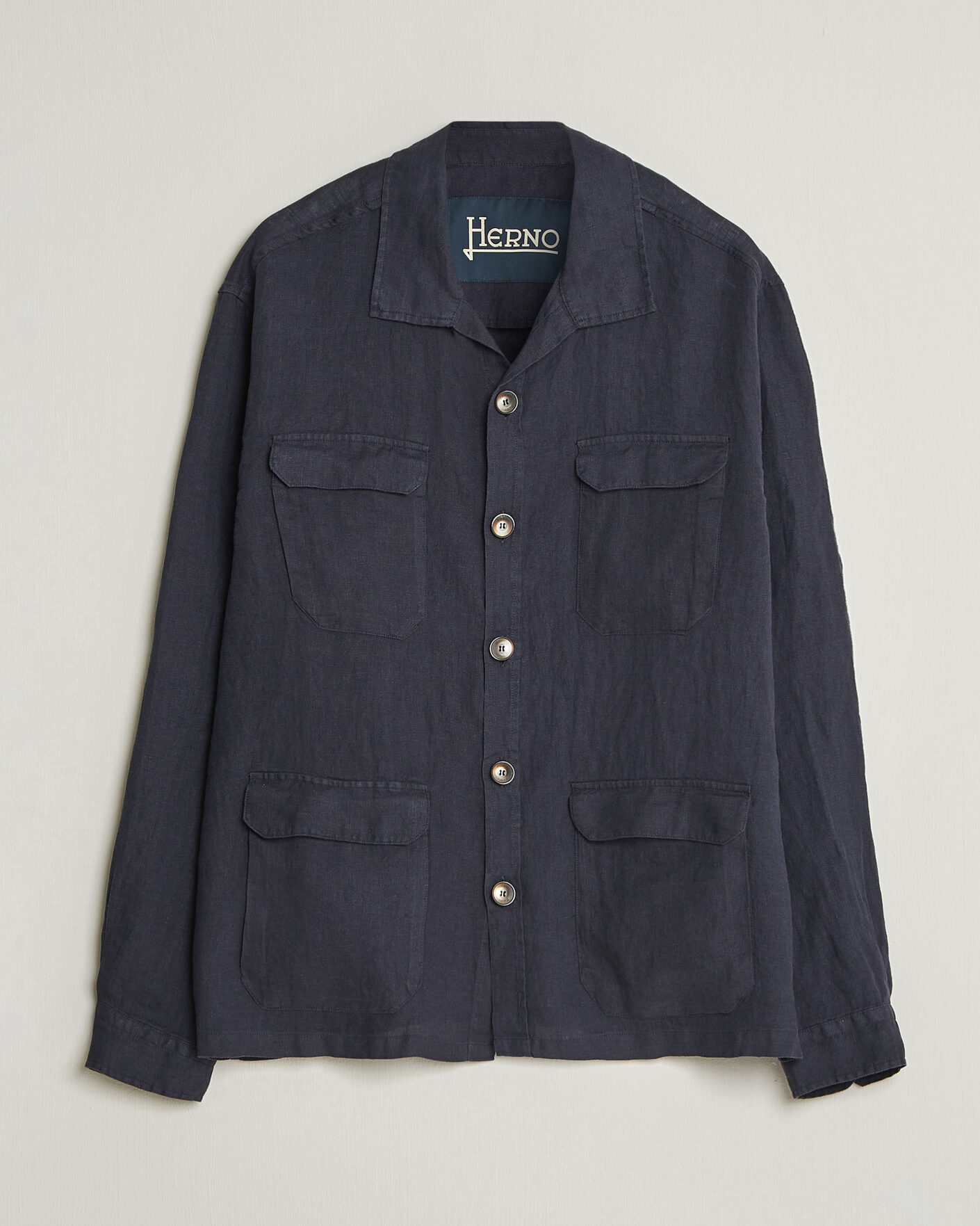 Mies | Takit | Herno | Linen Safari Jacket Navy
